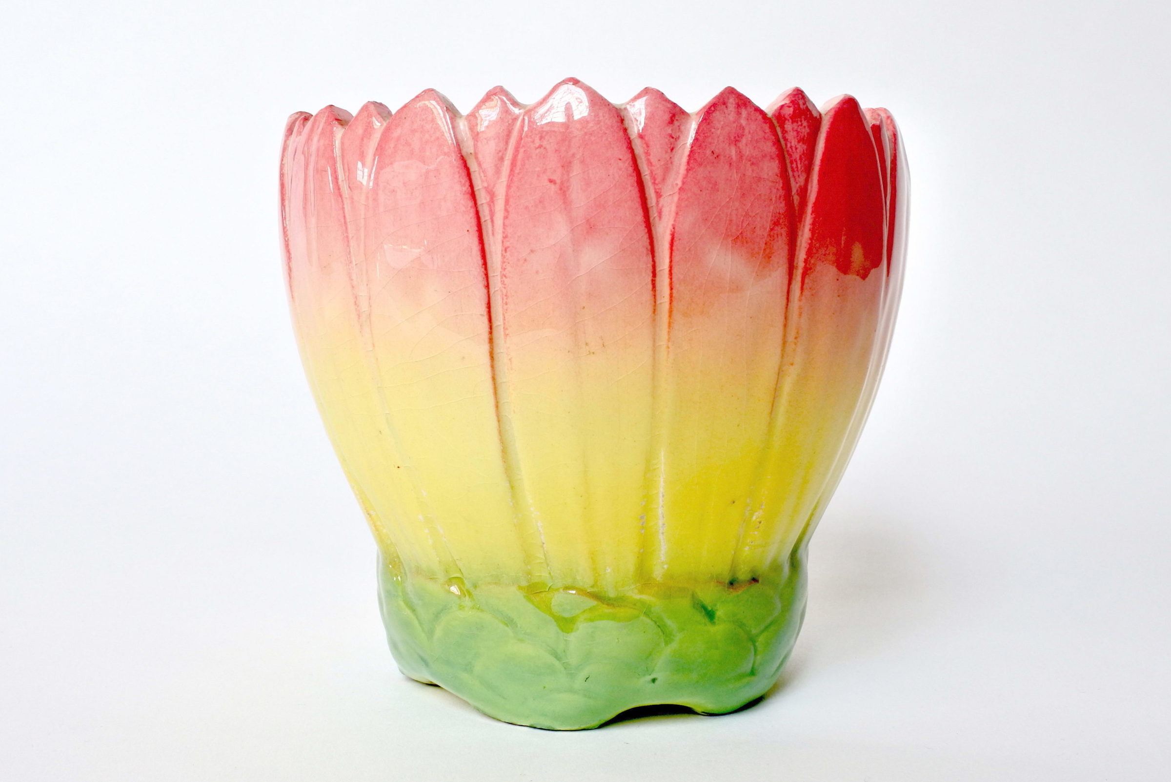 Cache pot Massier in ceramica barbotine a forma di corolla di fiore - 2
