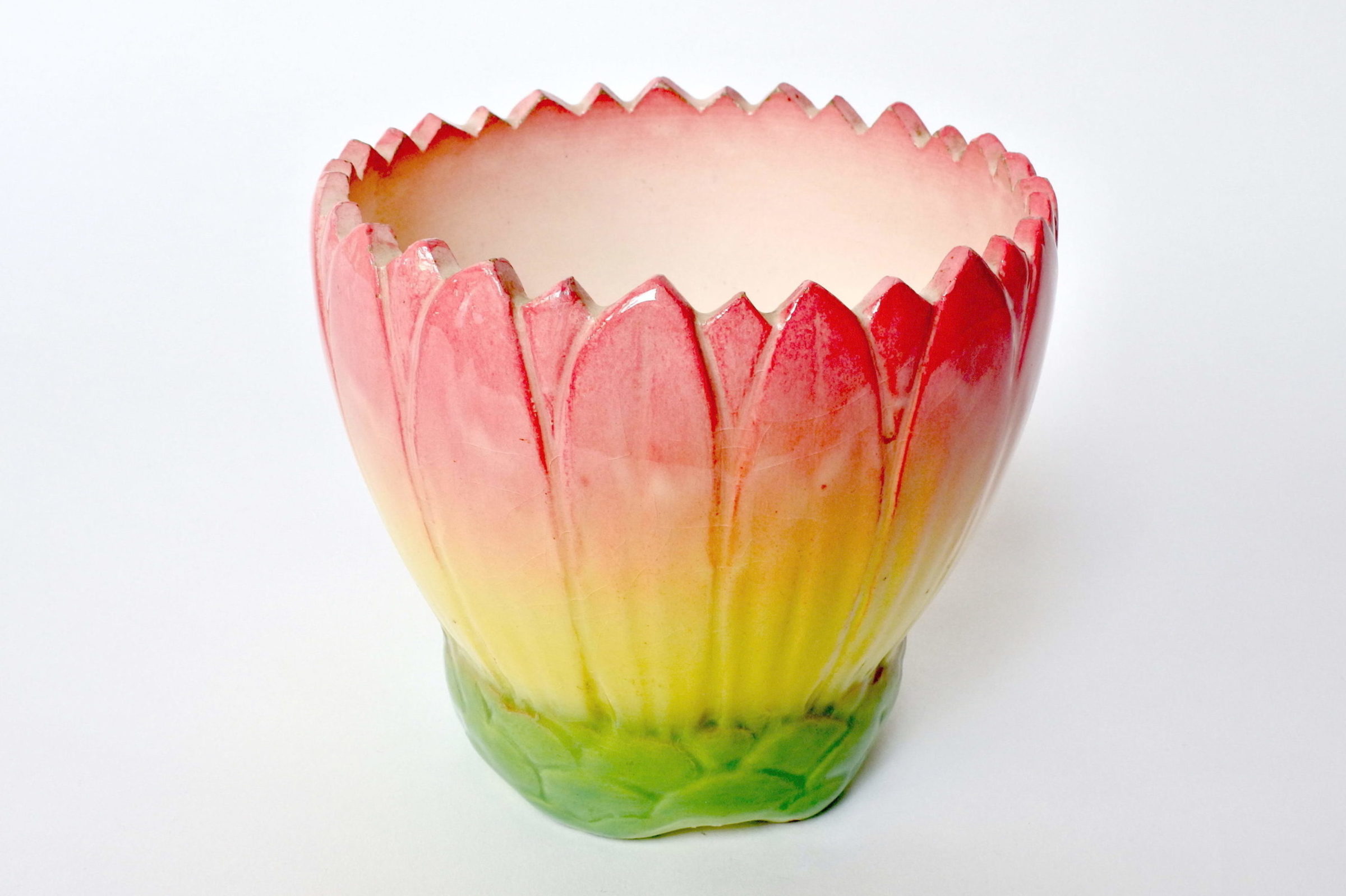 Cache pot Massier in ceramica barbotine a forma di corolla di fiore - 3