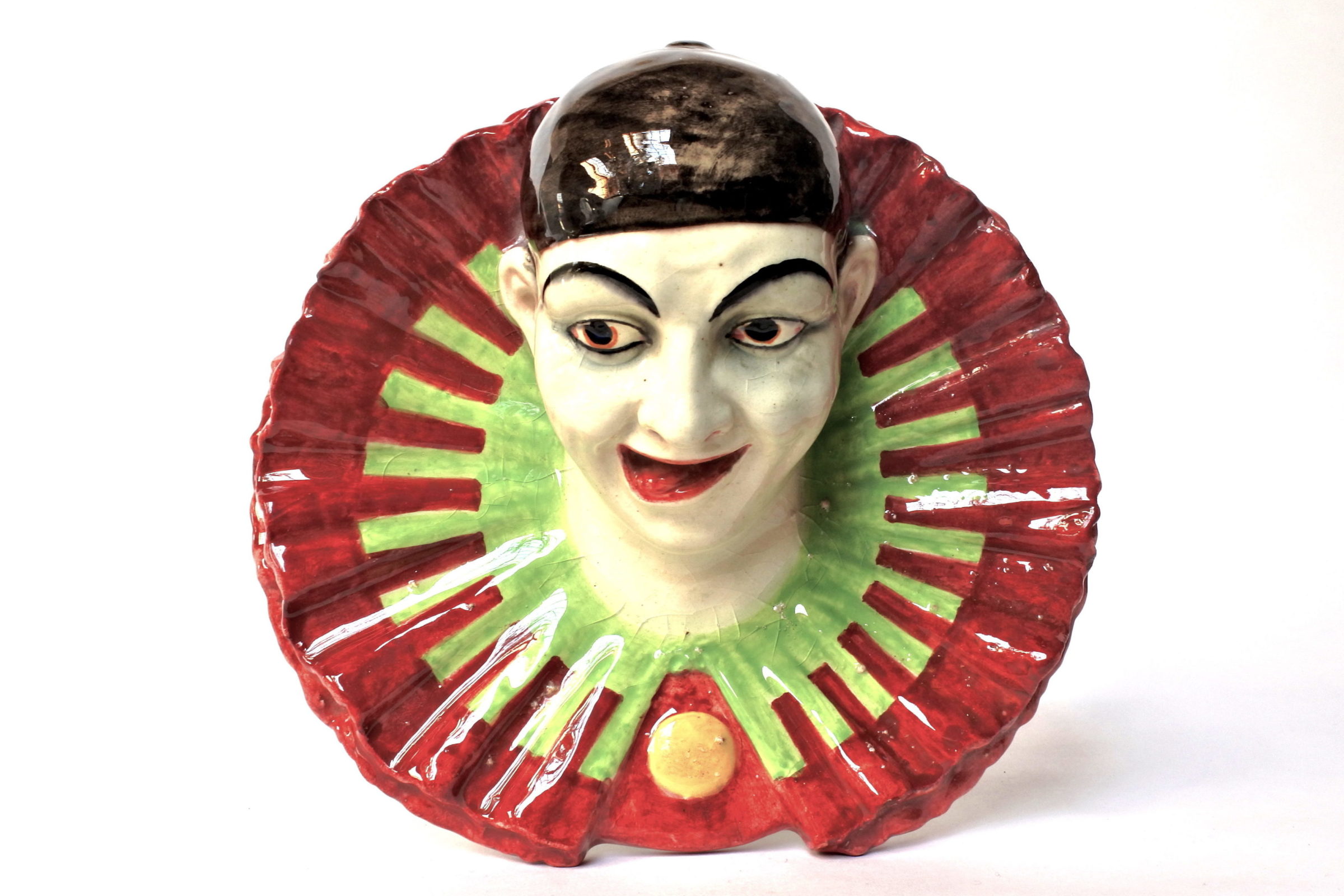 Portafiori in ceramica barbotine rappresentante testa di clown - 6
