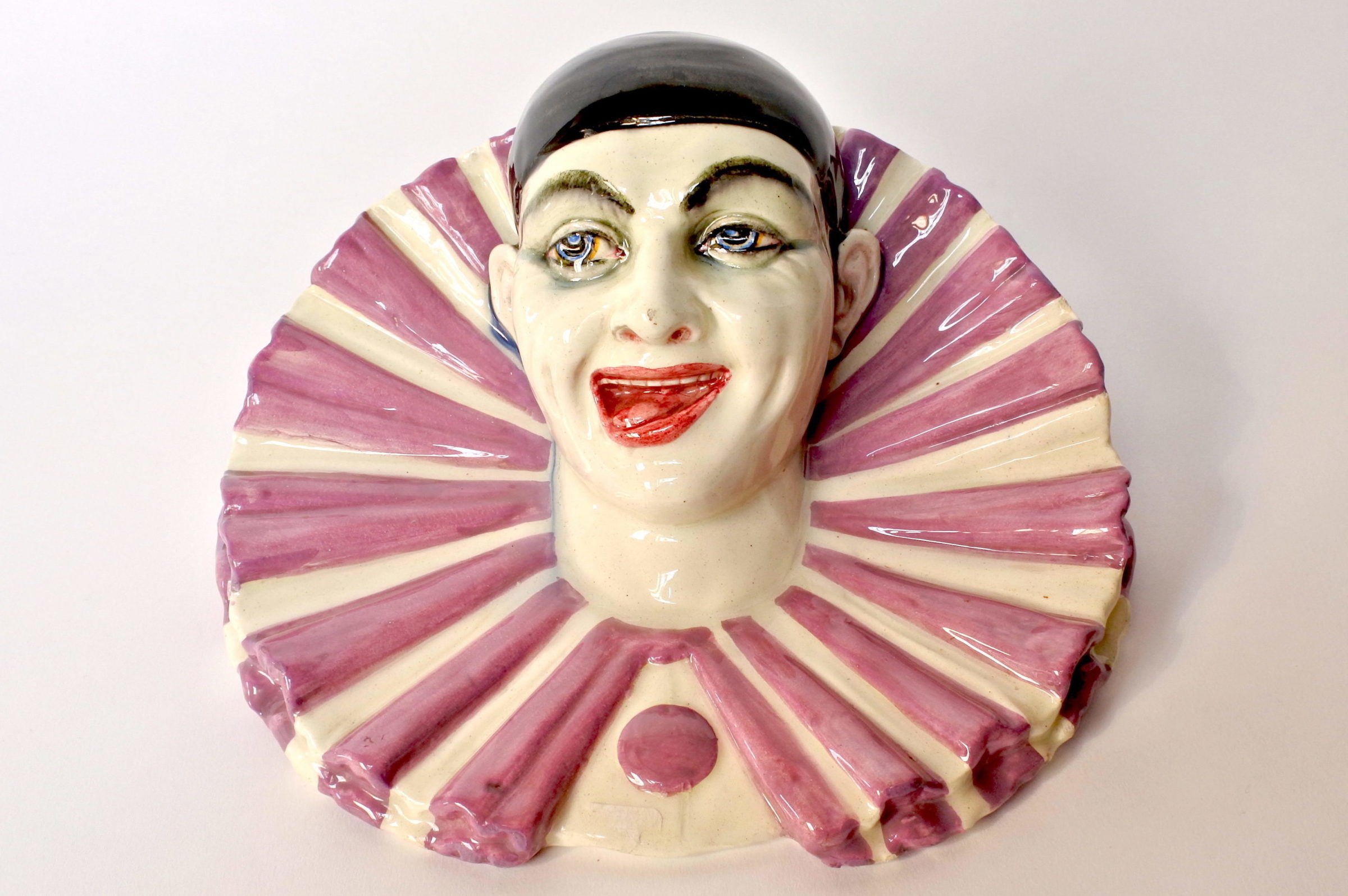 Portafiori Massier in ceramica barbotine rappresentante testa di clown