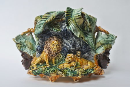 Centrotavola in ceramica barbotine con funzione di jardinière - Onnaing
