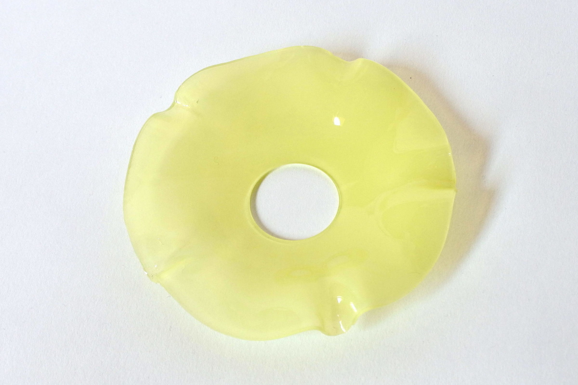 3 bobeches raccoglicera in vetro opalino soffiato giallo - 3