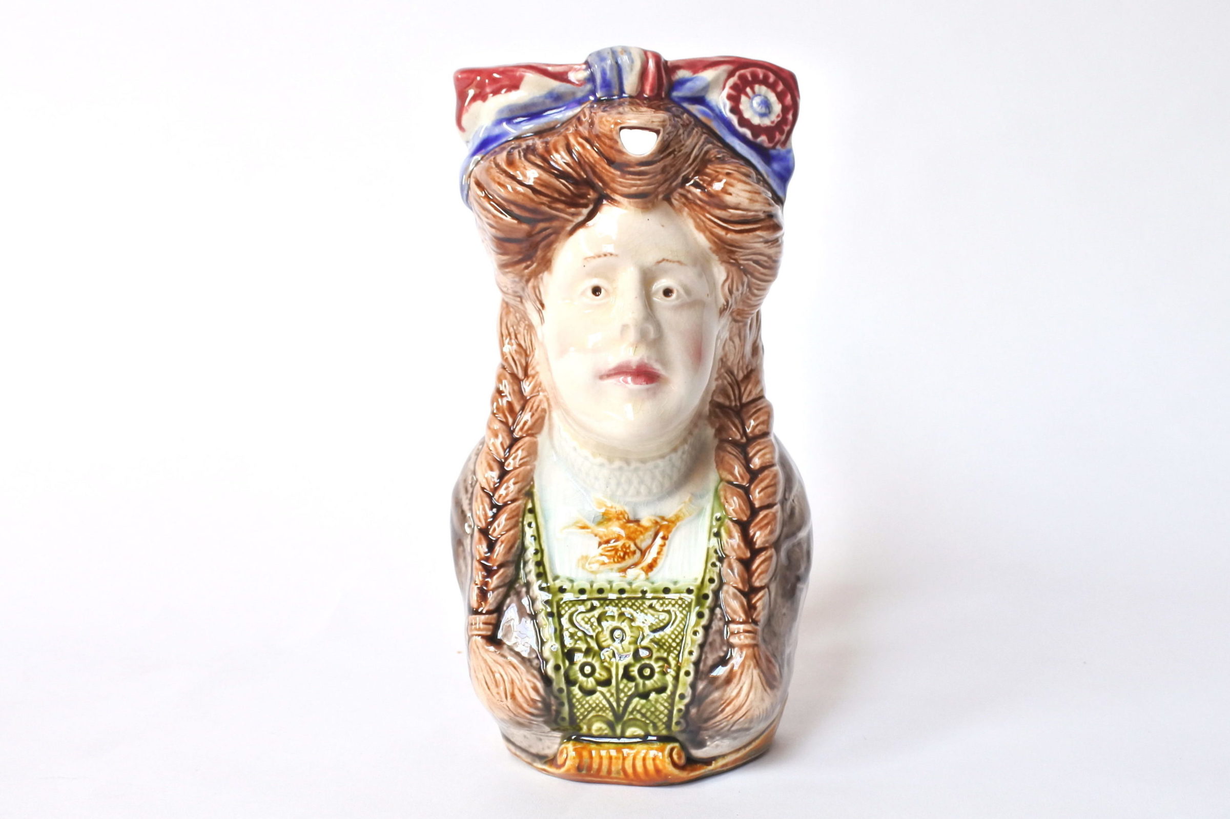Brocca in ceramica barbotine a forma di volto donna - Onnaing n° 808 - 5