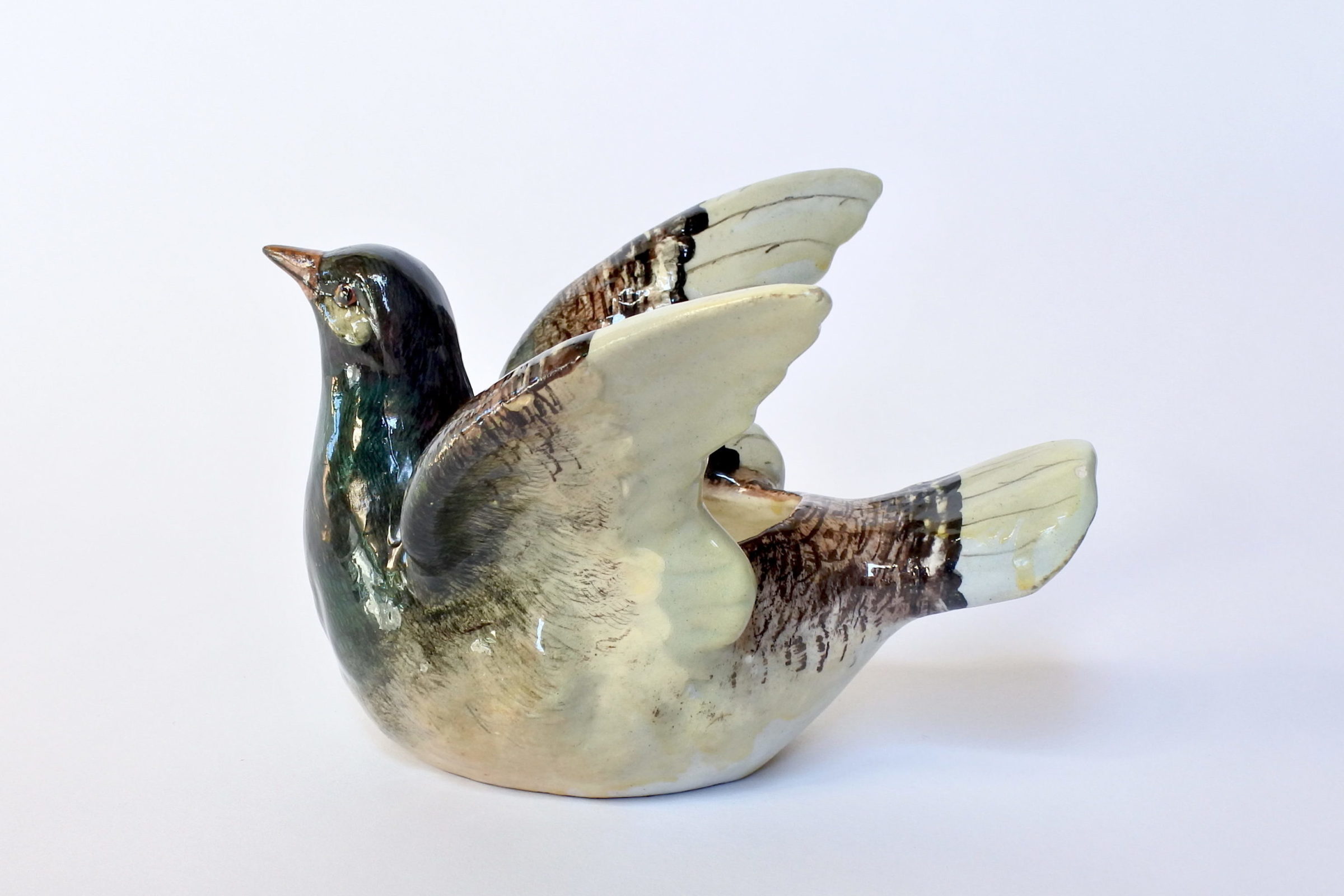 Jardinière Massier in ceramica barbotine a forma di piccione - 2