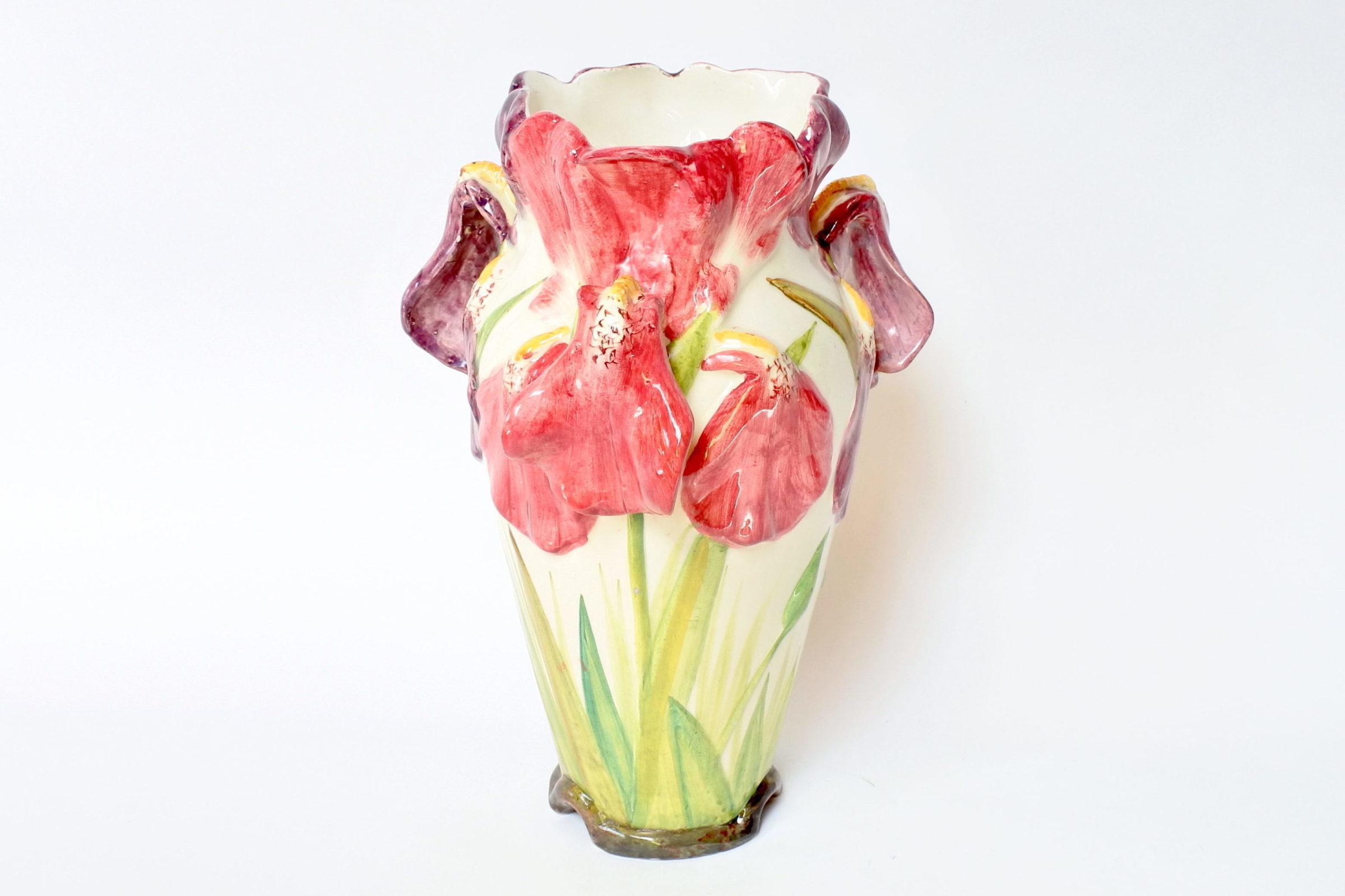 Vaso Massier in ceramica barbotine decorato con tre iris di colori differenti - 2