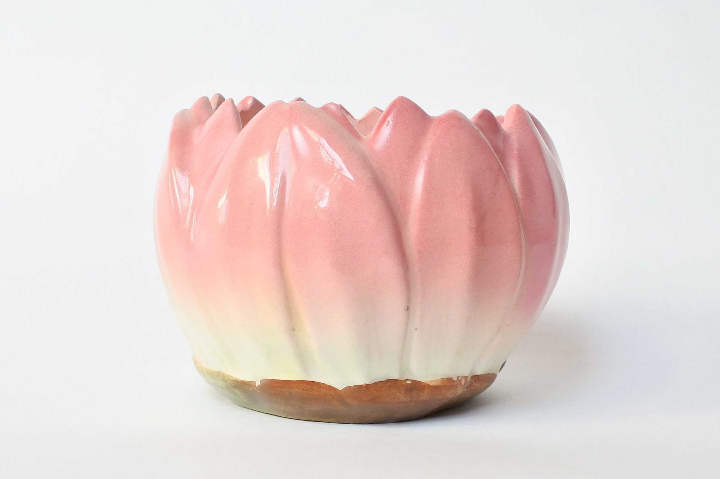 Piccolo cache pot Massier in ceramica barbotine a forma di corolla di fiore - 3