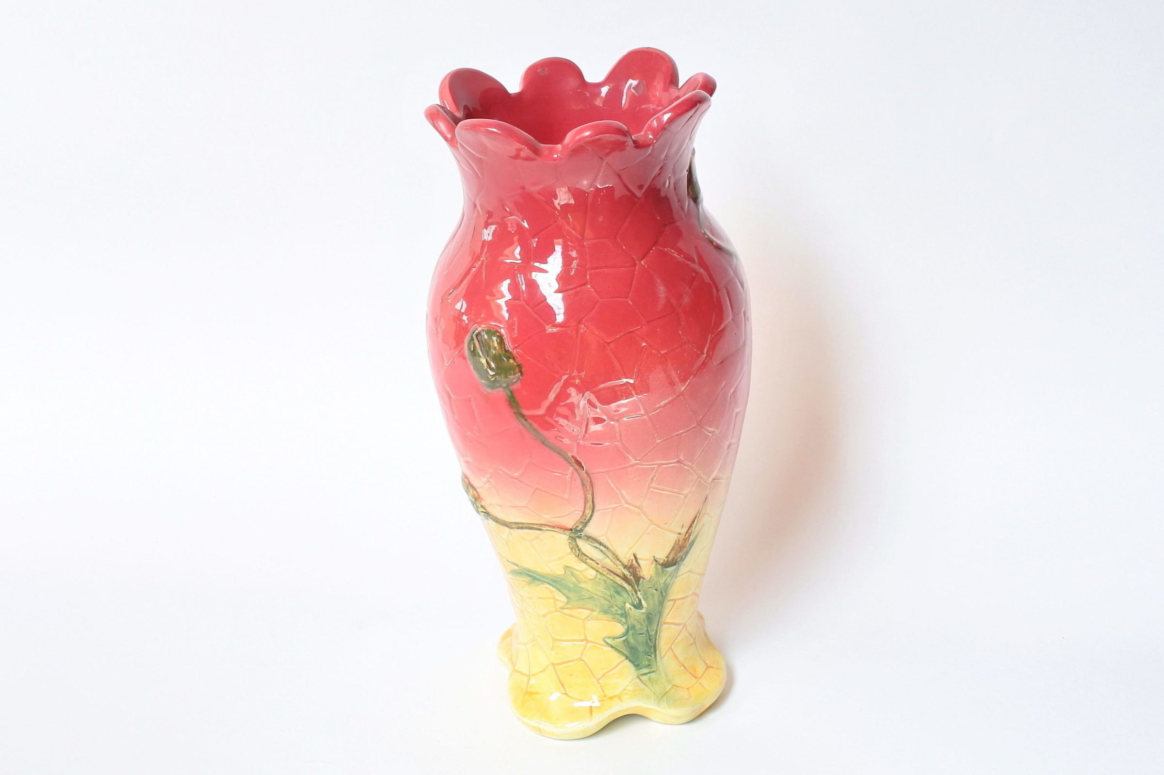 Vaso Massier in ceramica barbotine decorato con anemone e boccioli - 3
