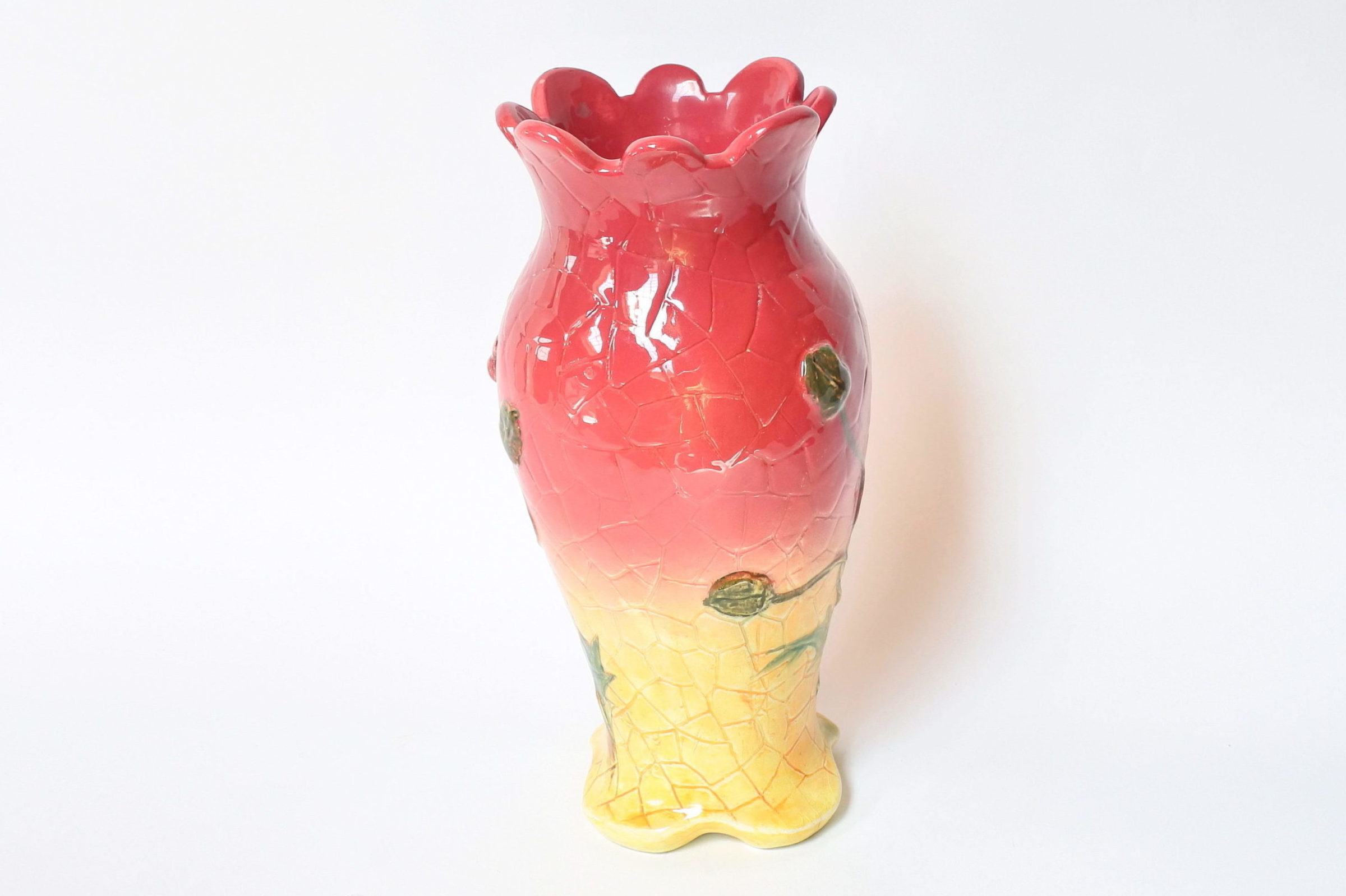 Vaso Massier in ceramica barbotine decorato con anemone e boccioli - 4
