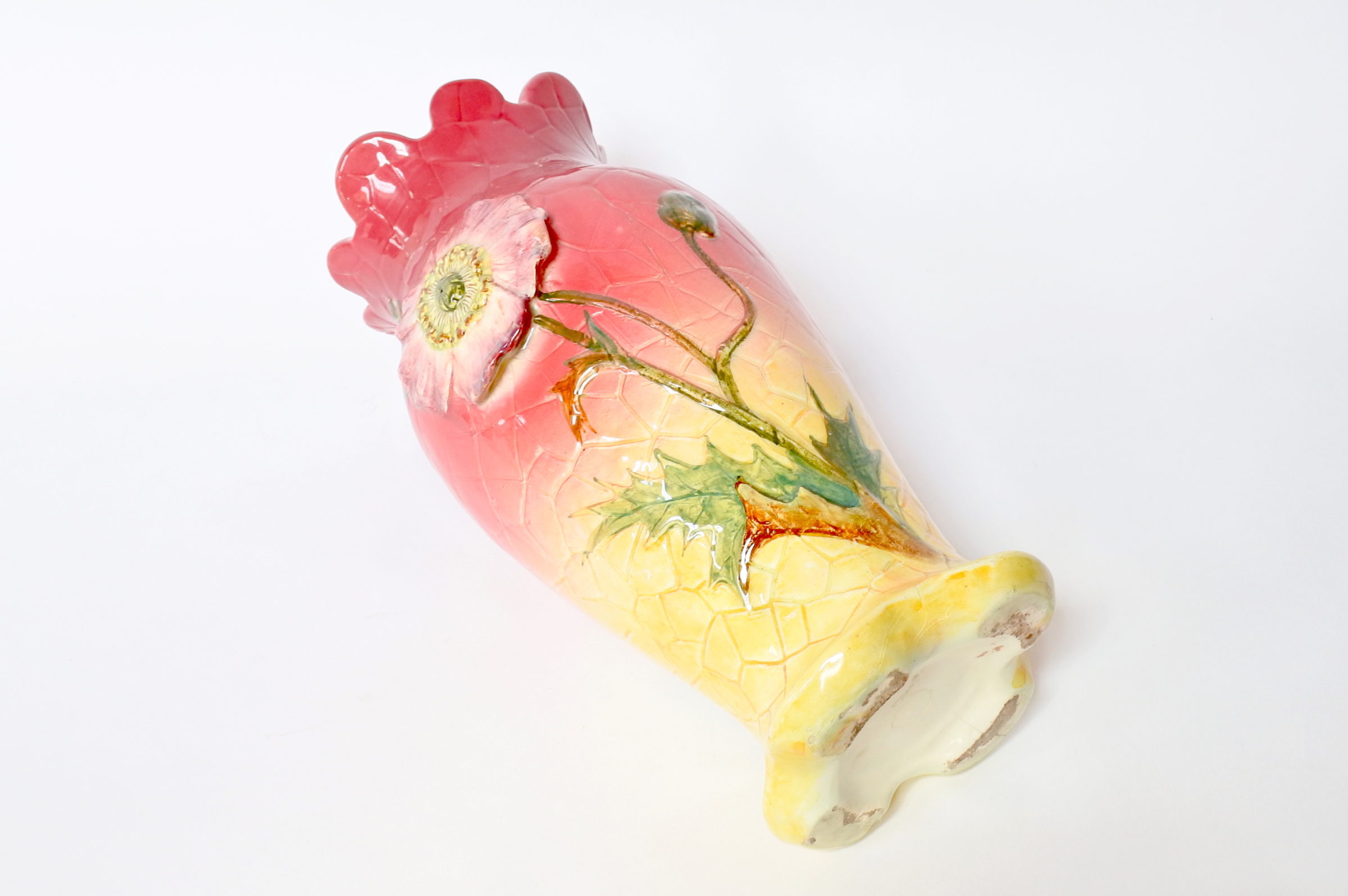 Vaso Massier in ceramica barbotine decorato con anemone e boccioli - 5