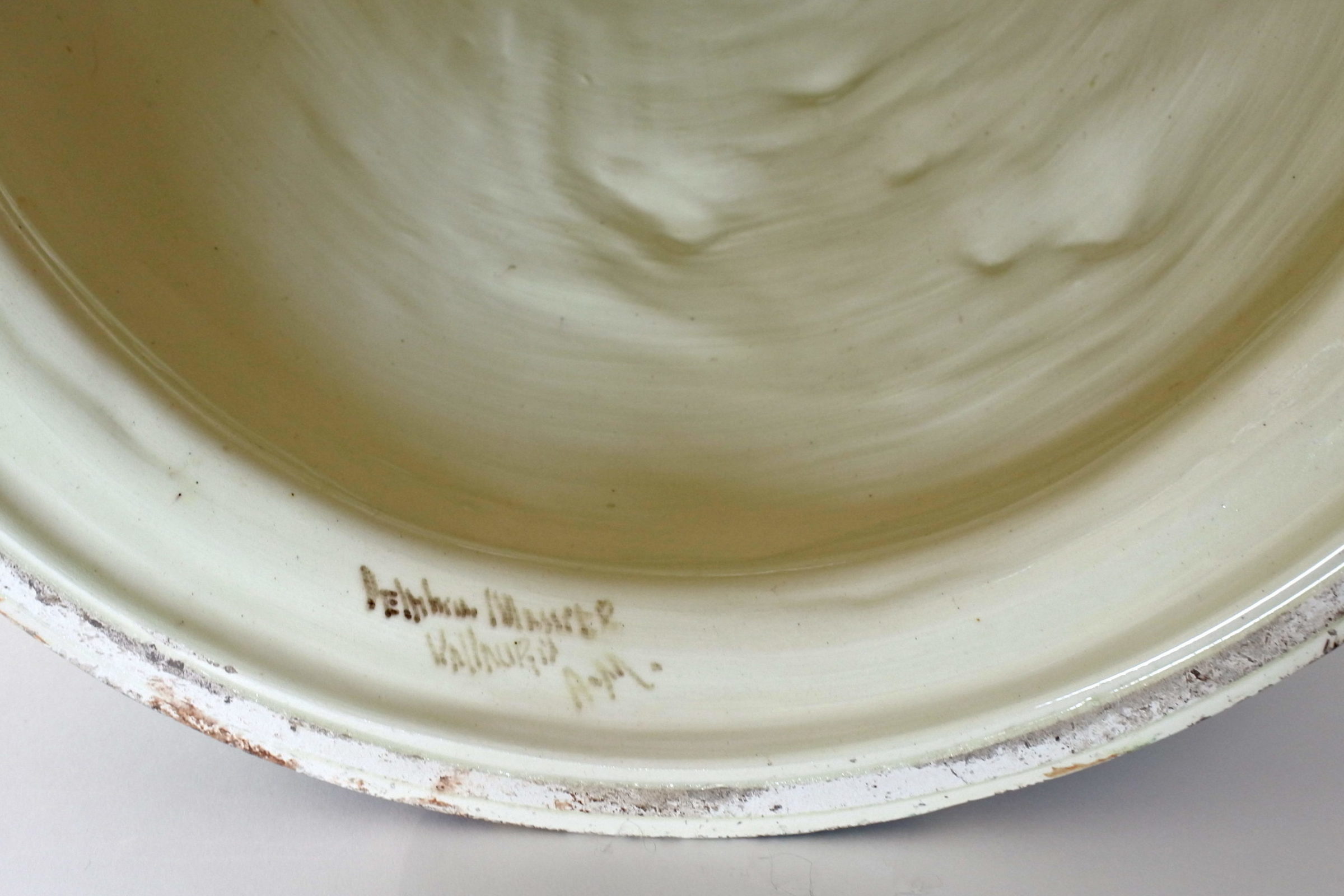 Cache pot e colonna in ceramica barbotine con papaveri e boccioli - Massier - 16