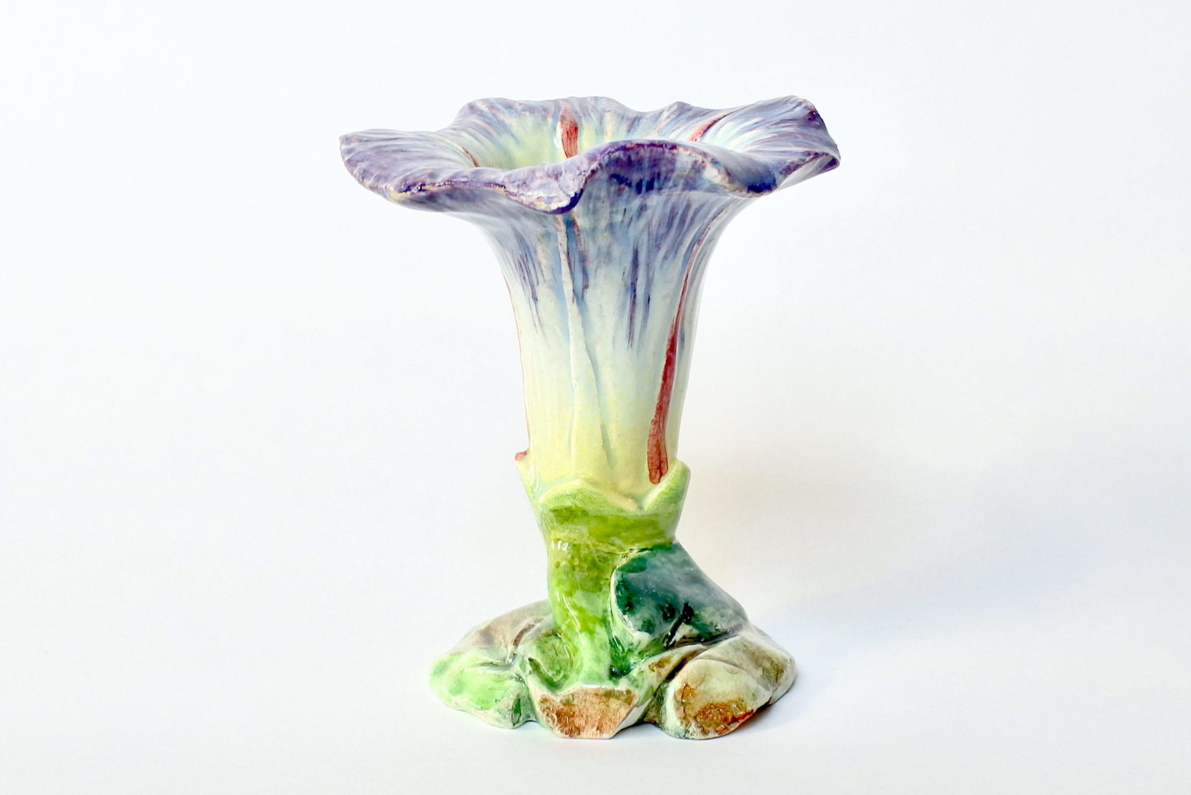 Vaso in ceramica barbotine a forma di convolvolo - Delphin Massier - 2