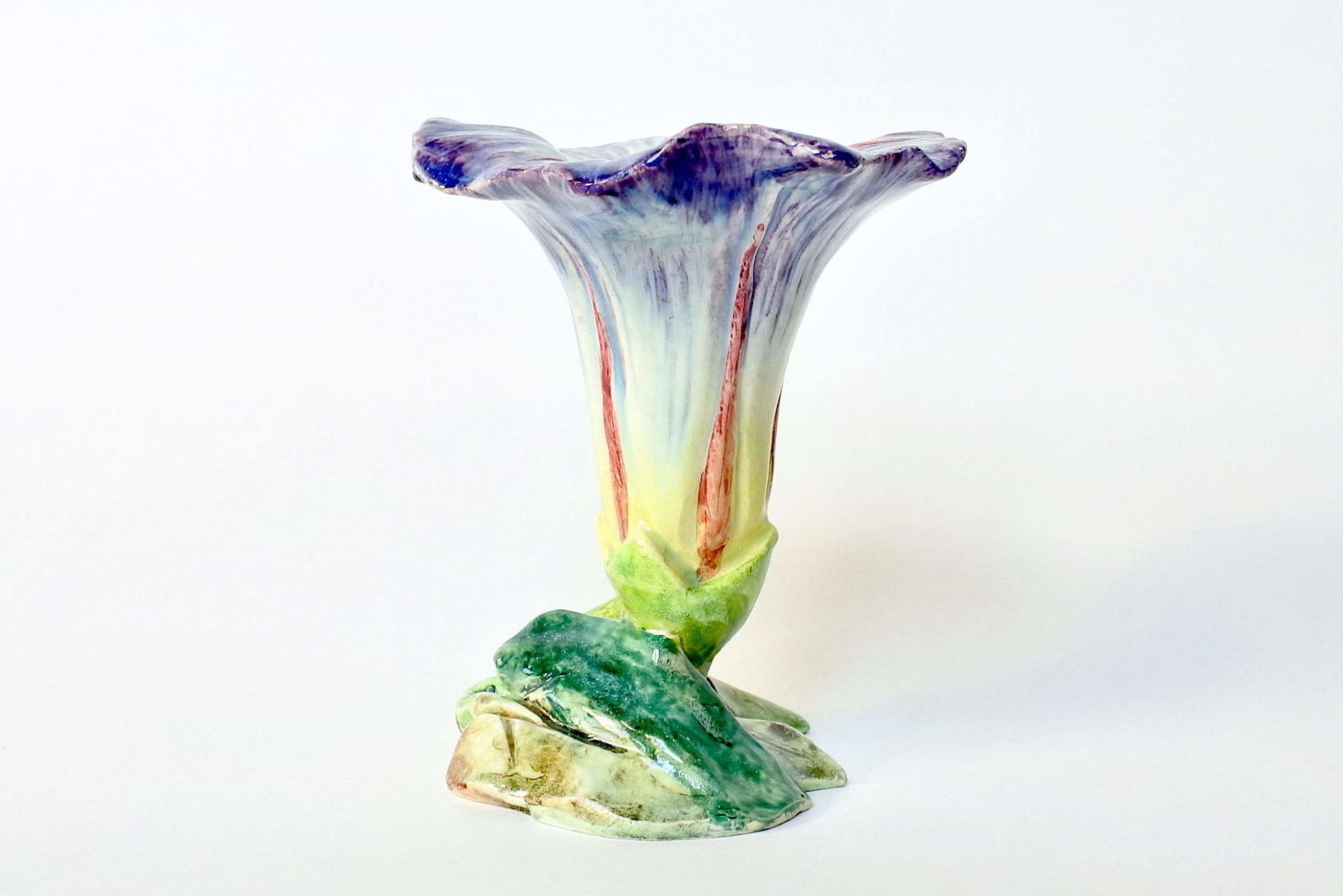 Vaso in ceramica barbotine a forma di convolvolo - Delphin Massier - 3