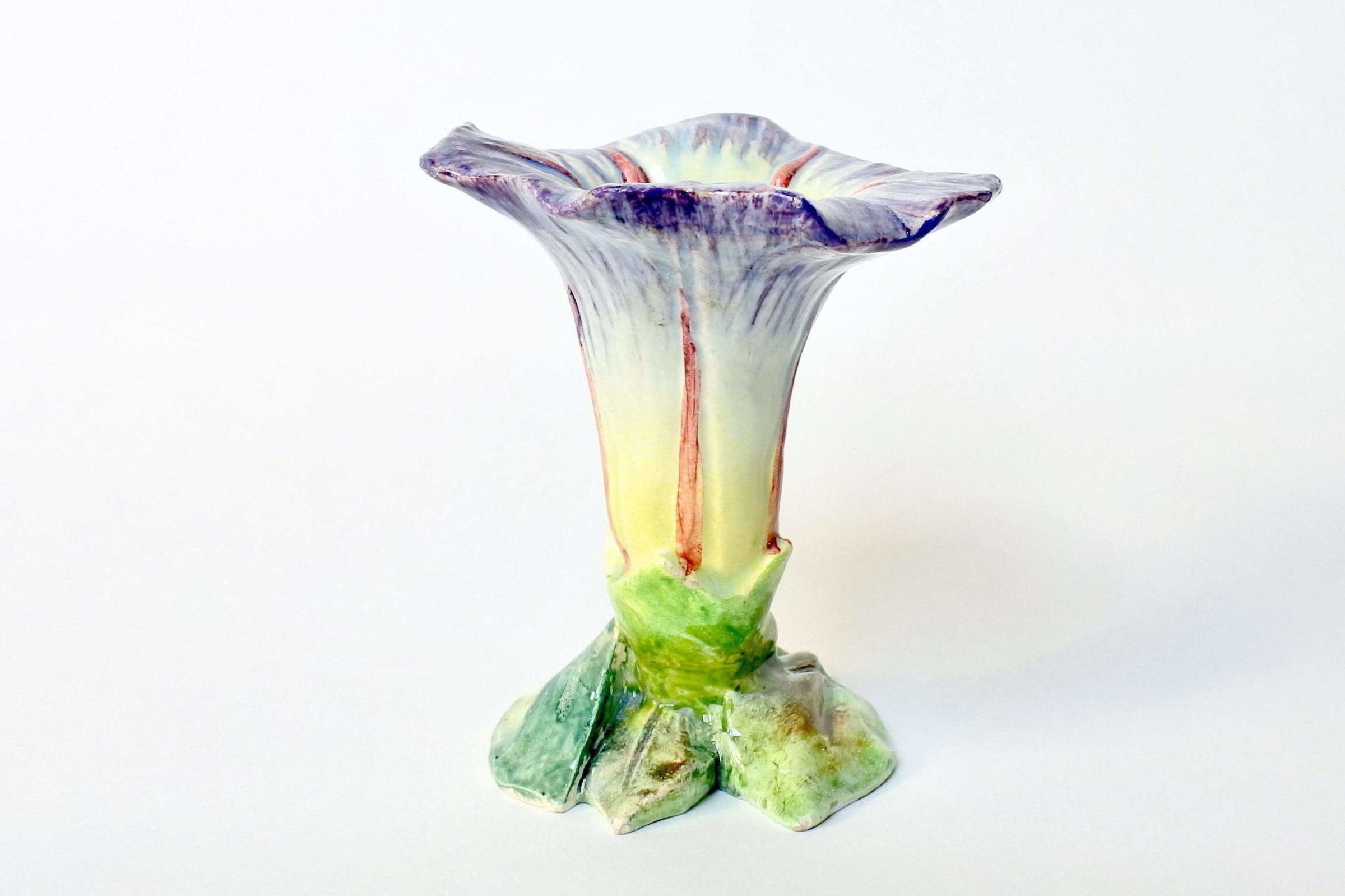 Vaso in ceramica barbotine a forma di convolvolo - Delphin Massier - 4