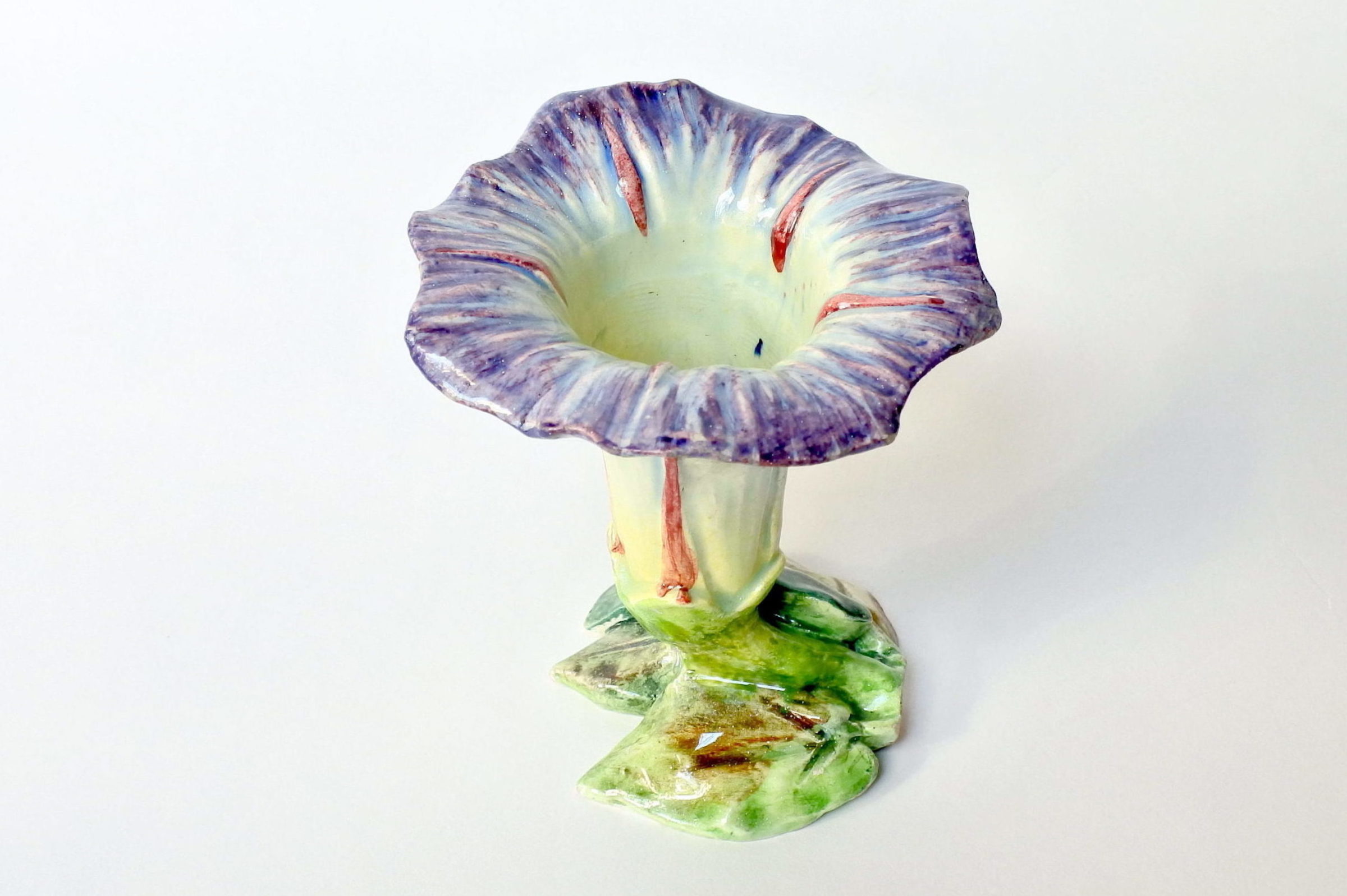 Vaso in ceramica barbotine a forma di convolvolo - Delphin Massier - 5