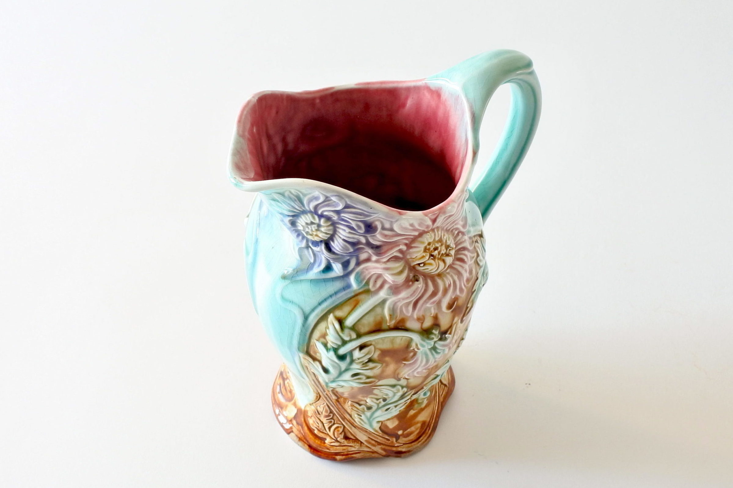 Brocca Onnaing n° 812 in ceramica barbotine con crisantemi - Chrysanthèmes - 6