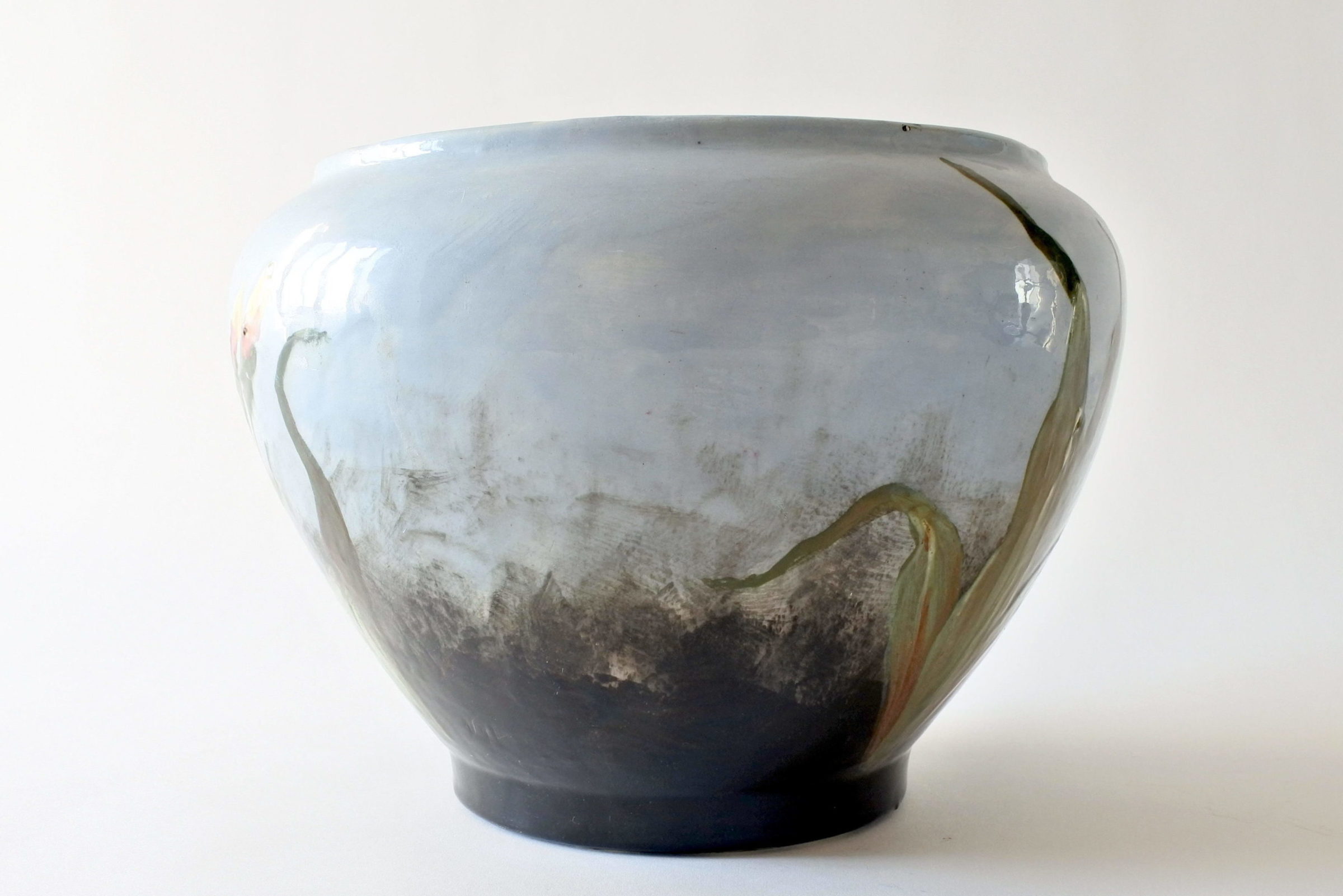 Cache pot in ceramica barbotine con iris - Jérôme Massier Fils - 3