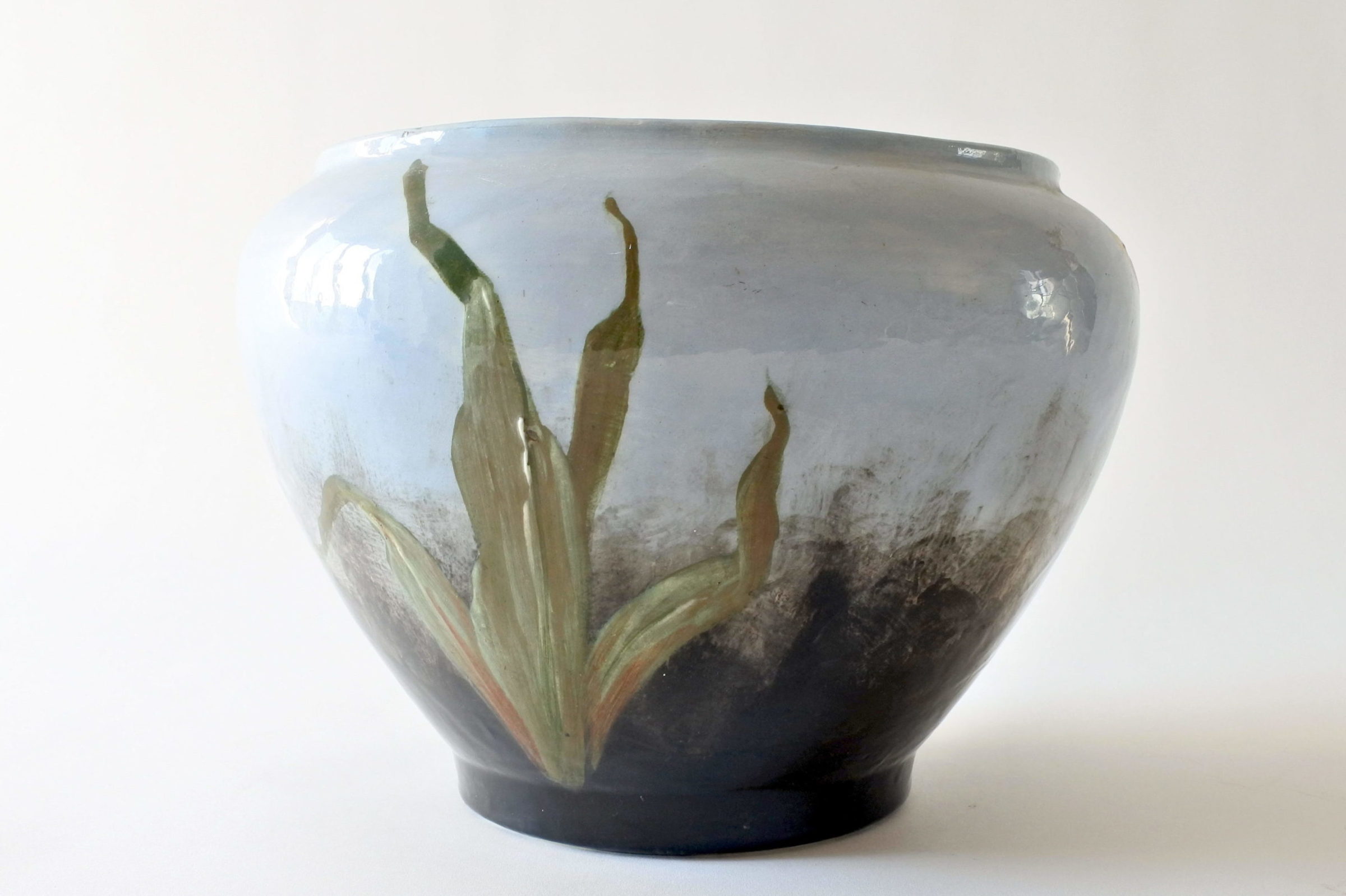 Cache pot in ceramica barbotine con iris - Jérôme Massier Fils - 4
