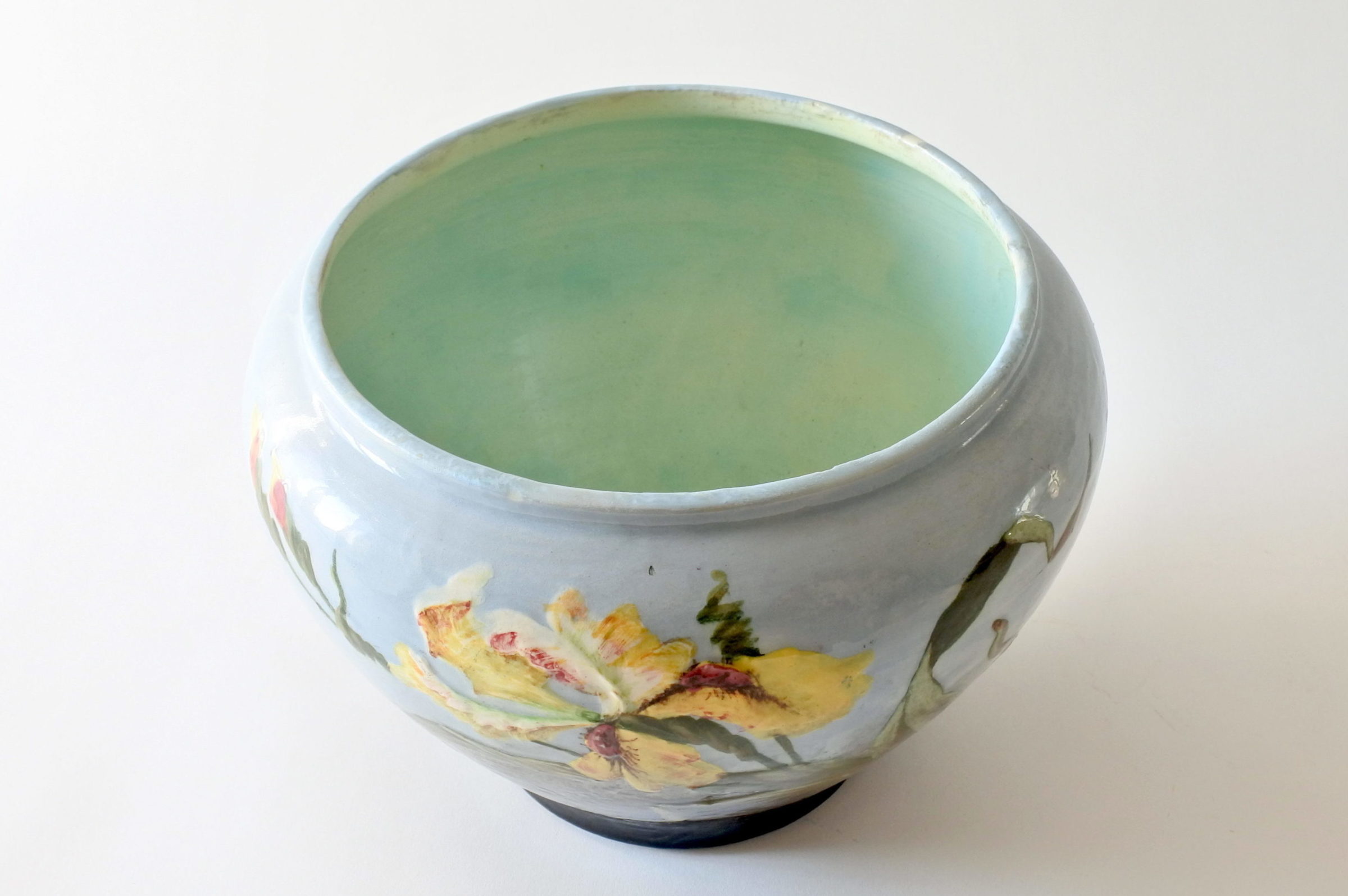 Cache pot in ceramica barbotine con iris - Jérôme Massier Fils - 5