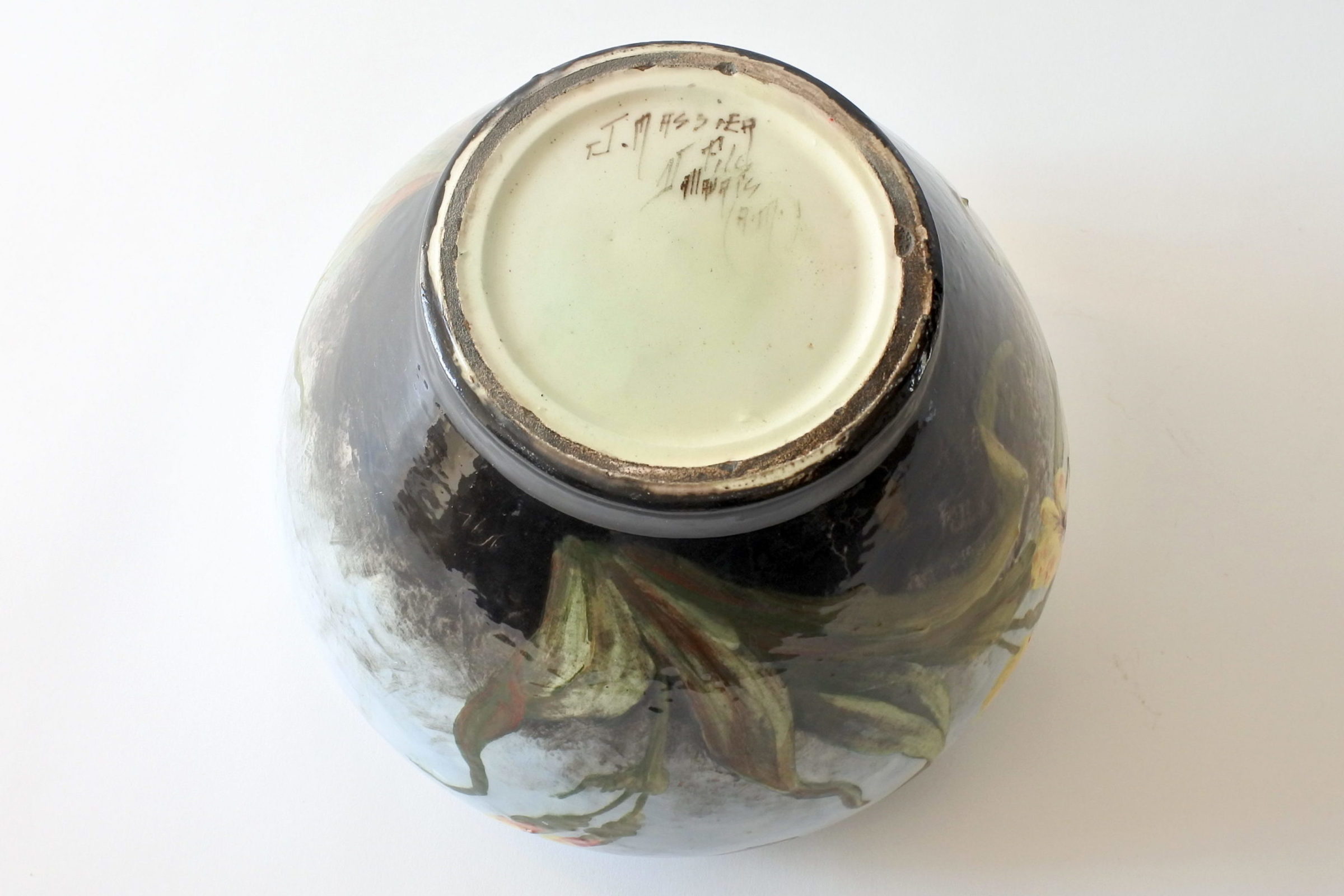 Cache pot in ceramica barbotine con iris - Jérôme Massier Fils - 6