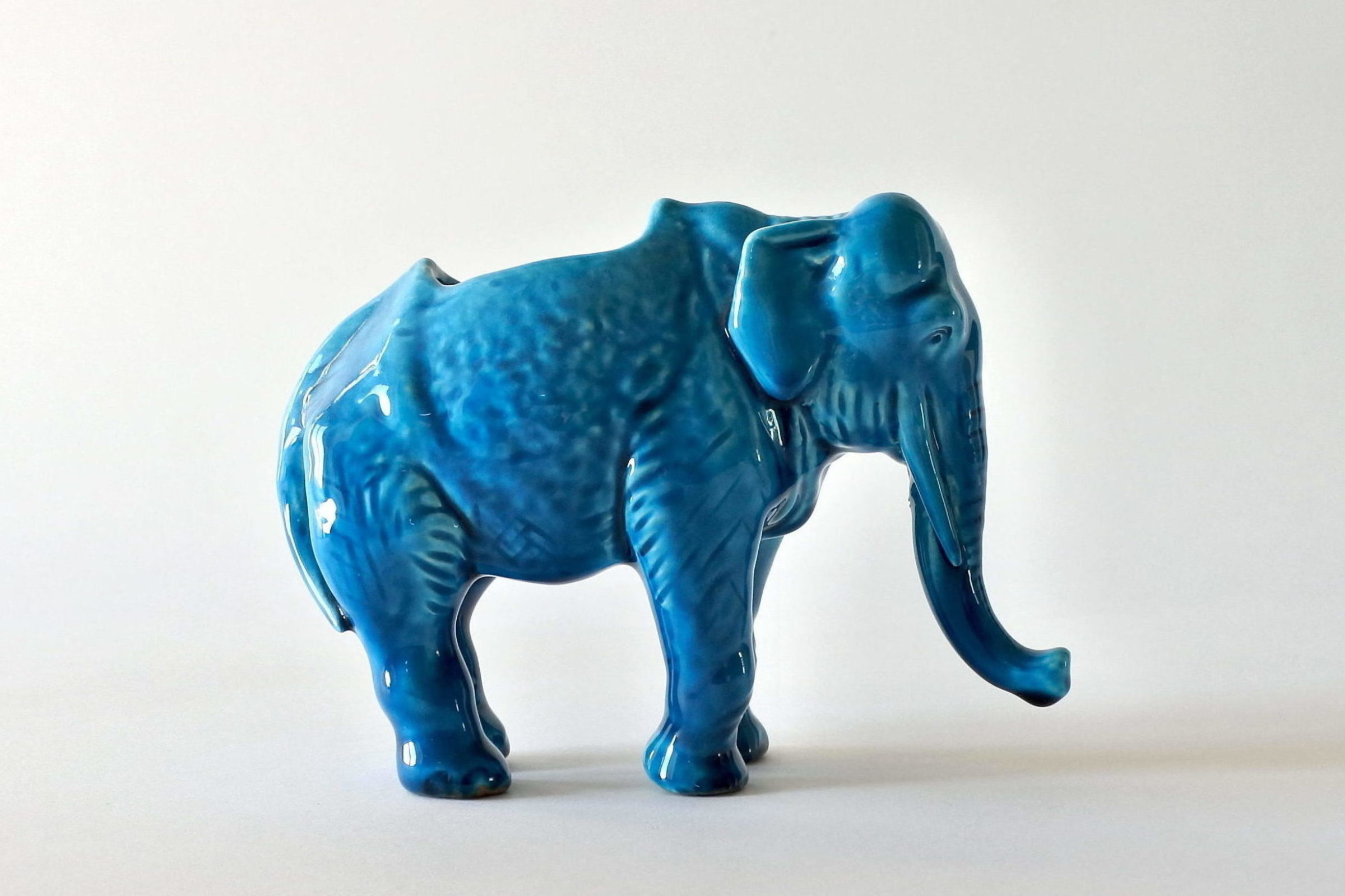 Jardinière Massier in ceramica barbotine a forma di elefante - 4