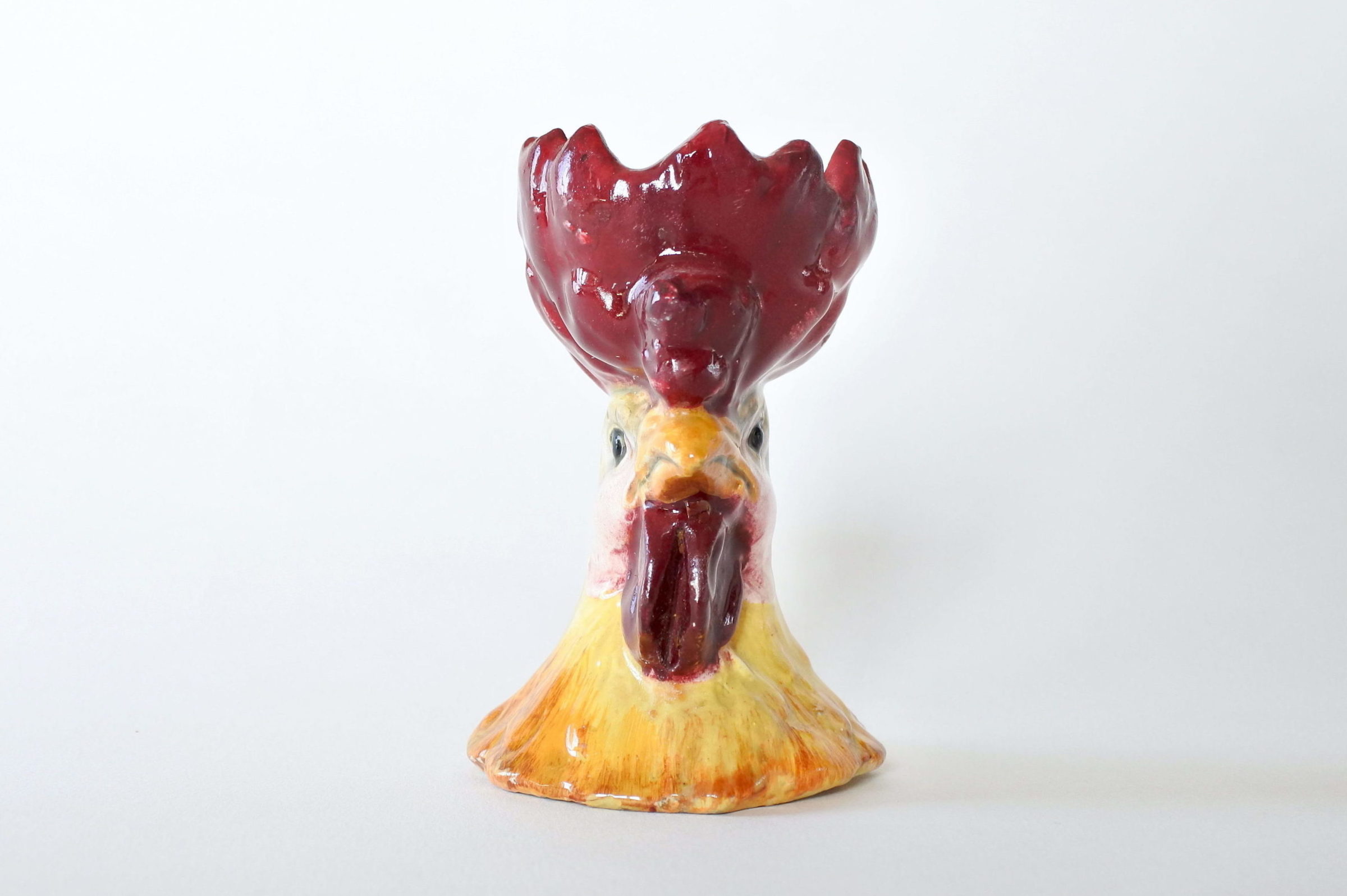 Portauovo di Delphin Massier in ceramica barbotine a forma di gallo - 5