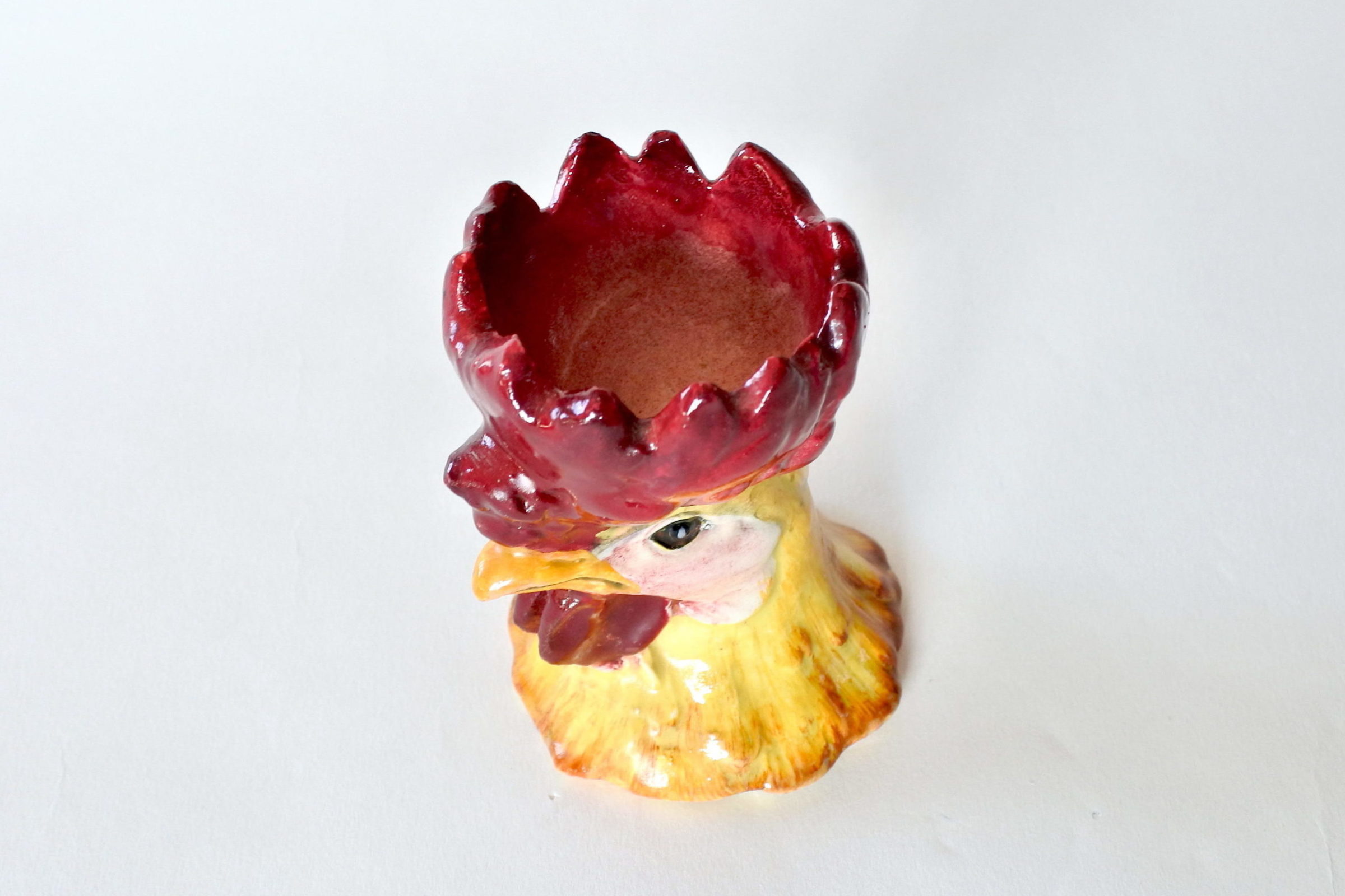Portauovo di Delphin Massier in ceramica barbotine a forma di gallo - 6