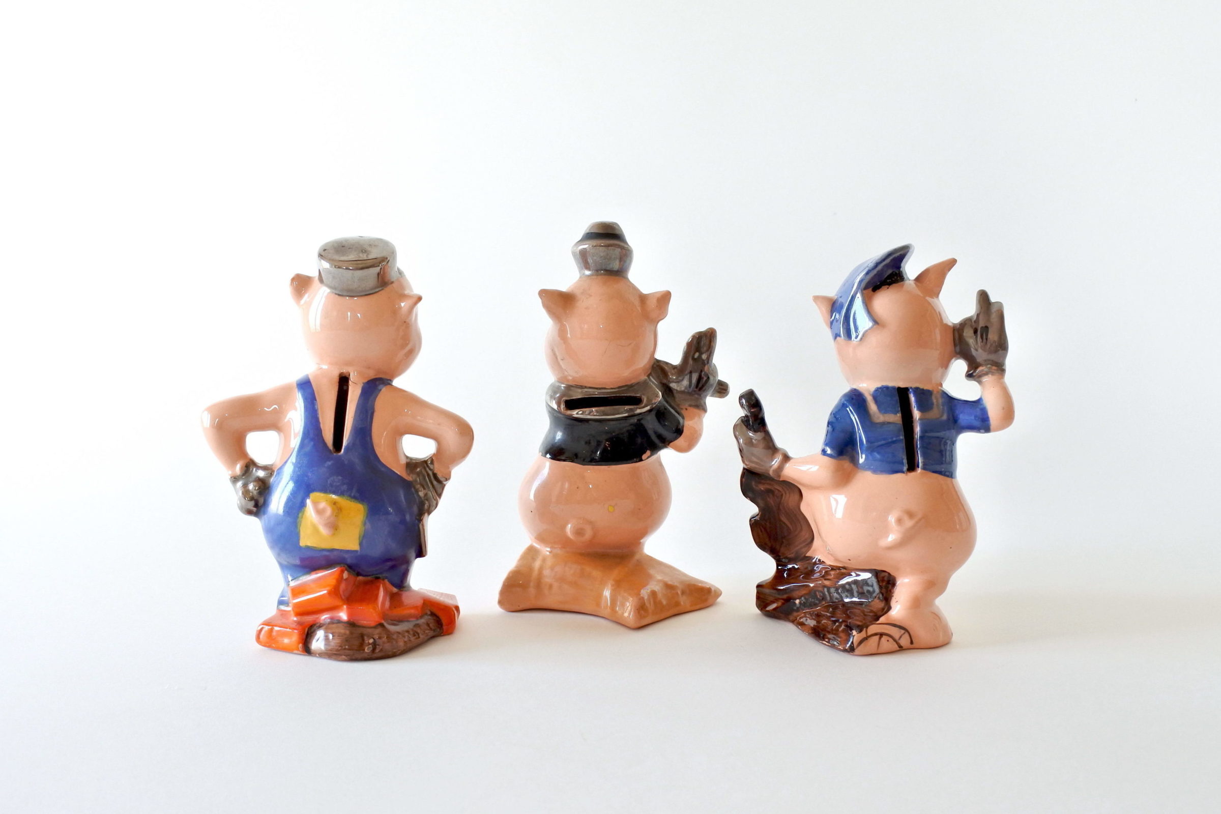 Salvadanaio Onnaing in ceramica barbotine a forma dei tre porcellini Walt Disney - 3