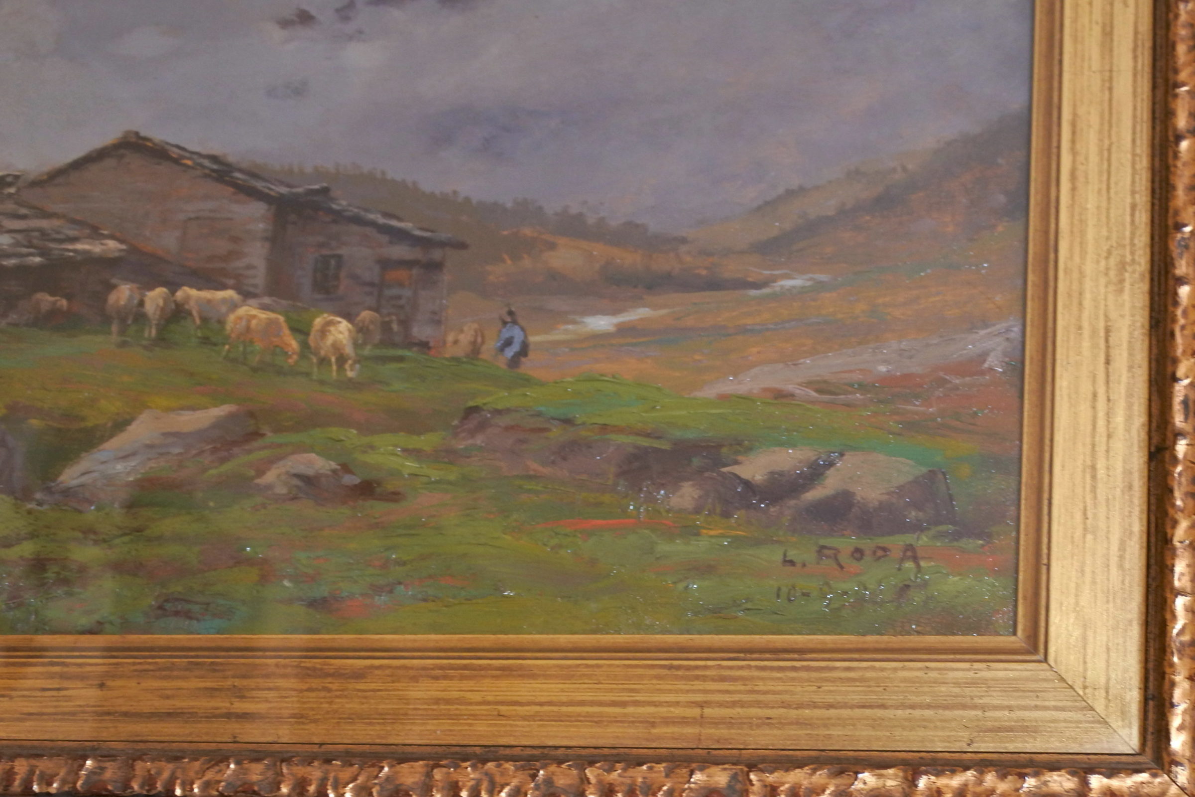 Quadro dipinto ad olio con paesaggio montano di Roda Leonardo - 3