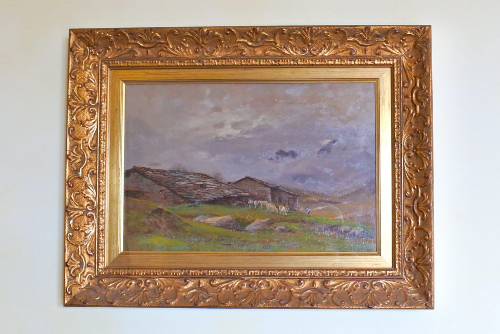 Quadro dipinto ad olio con paesaggio montano di Roda Leonardo
