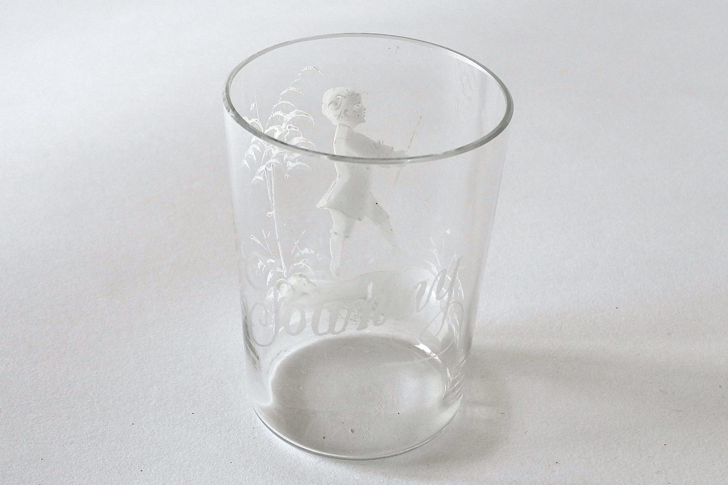 Bicchiere Mary Gregory in vetro soffiato del XIX° secolo - 2