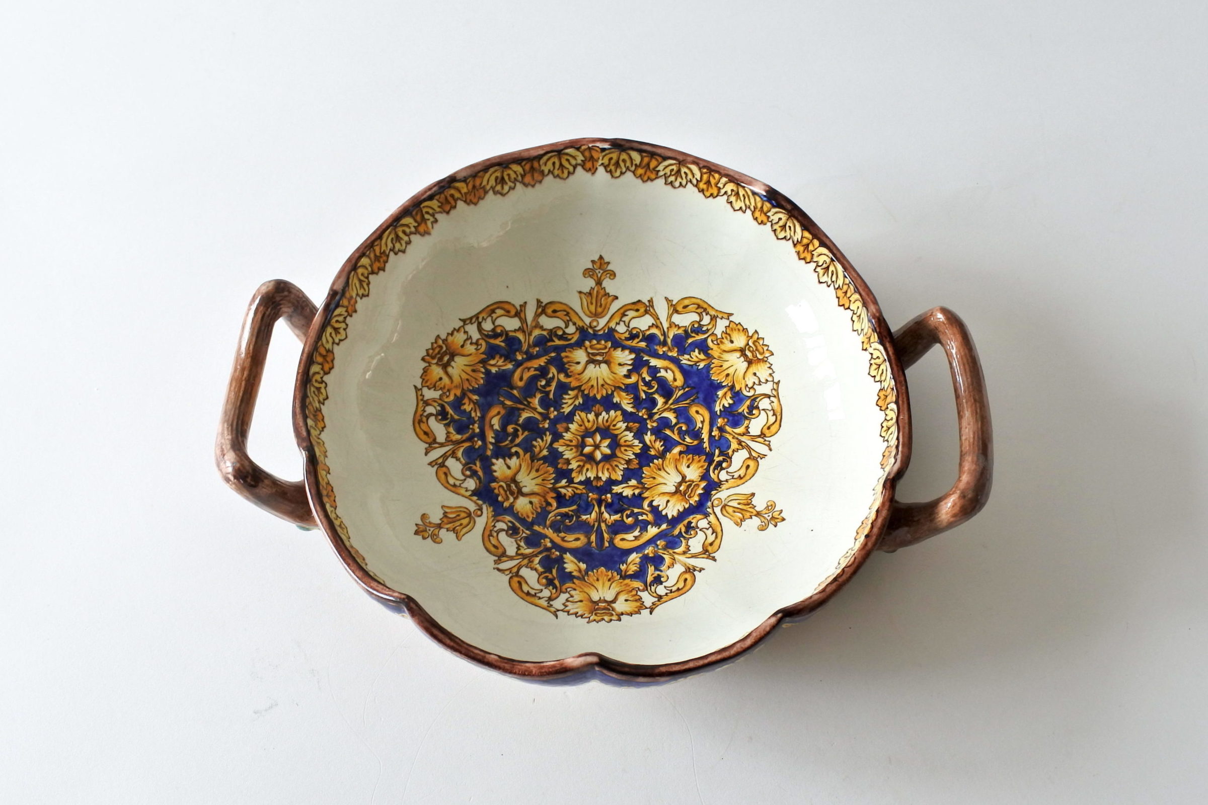 Centro tavola in ceramica di Gien del 1871 con manici - 3