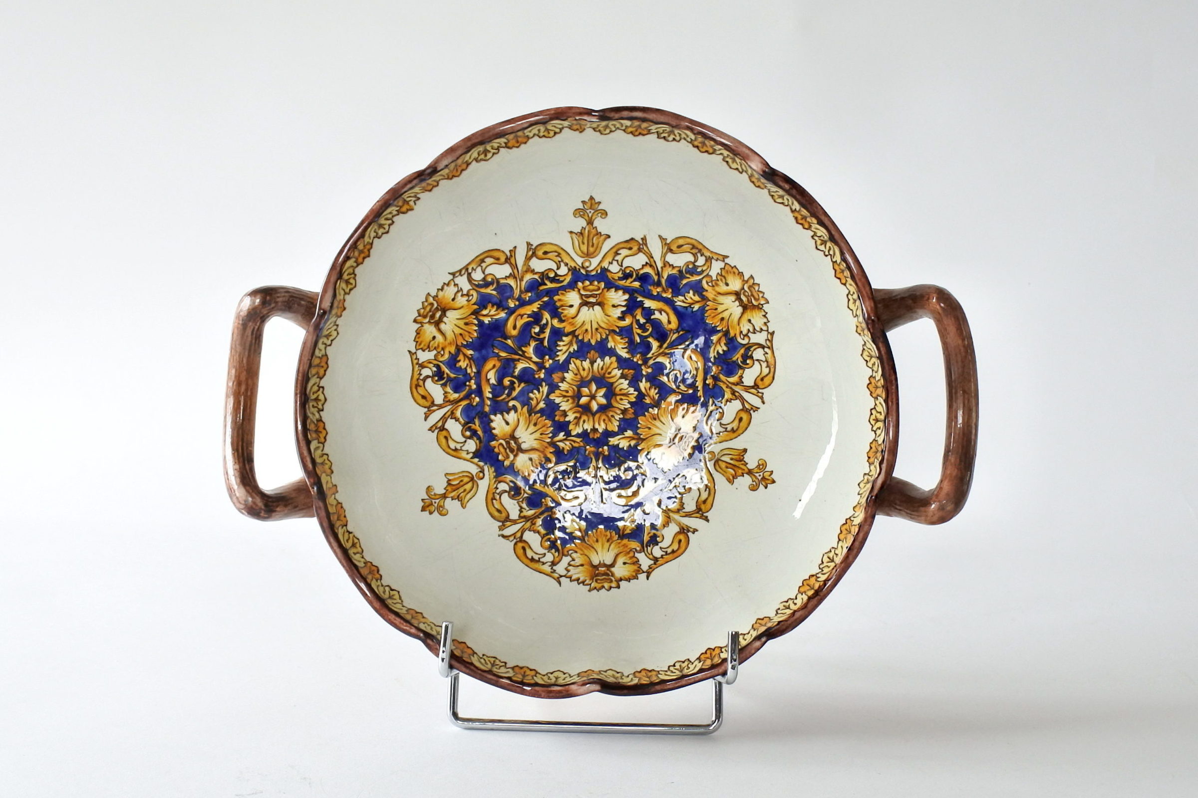 Centro tavola in ceramica di Gien del 1871 con manici - 5