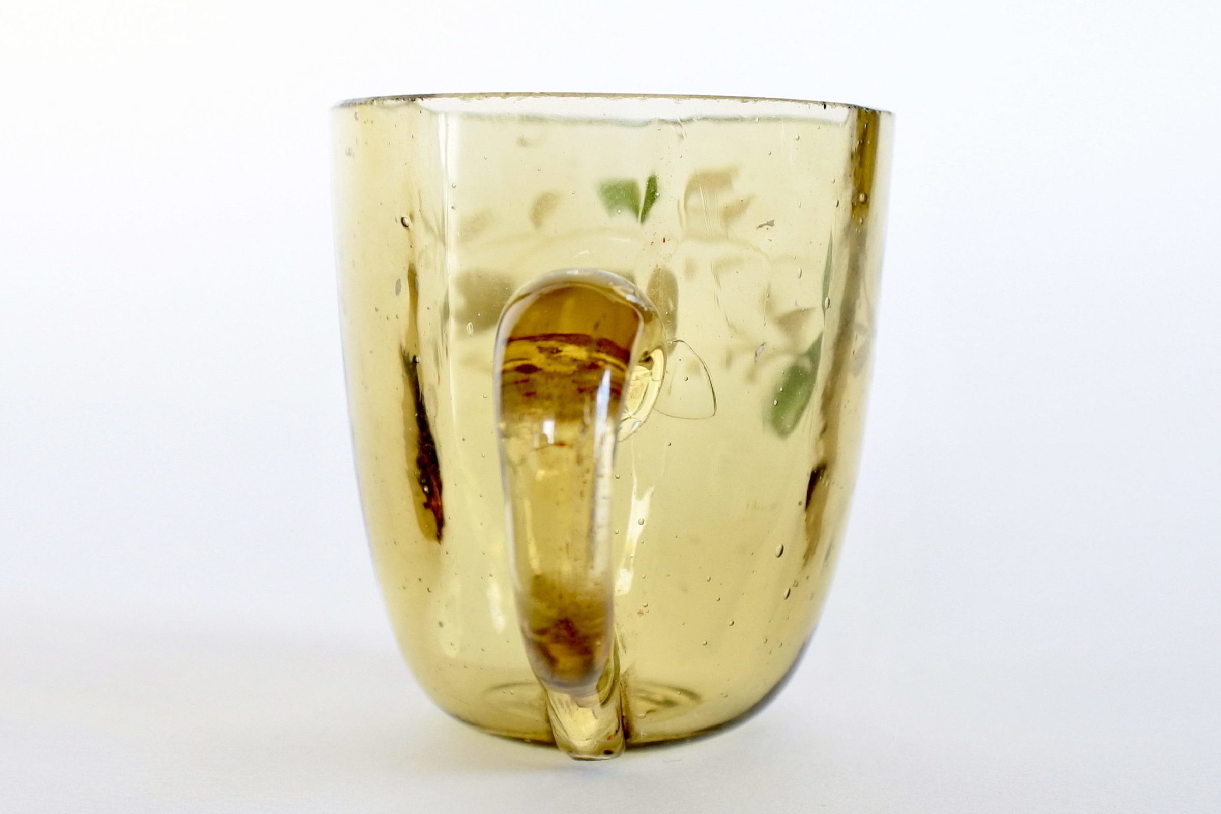 Bicchierino da liquore in vetro soffiato con manico decorato con smalti - 2