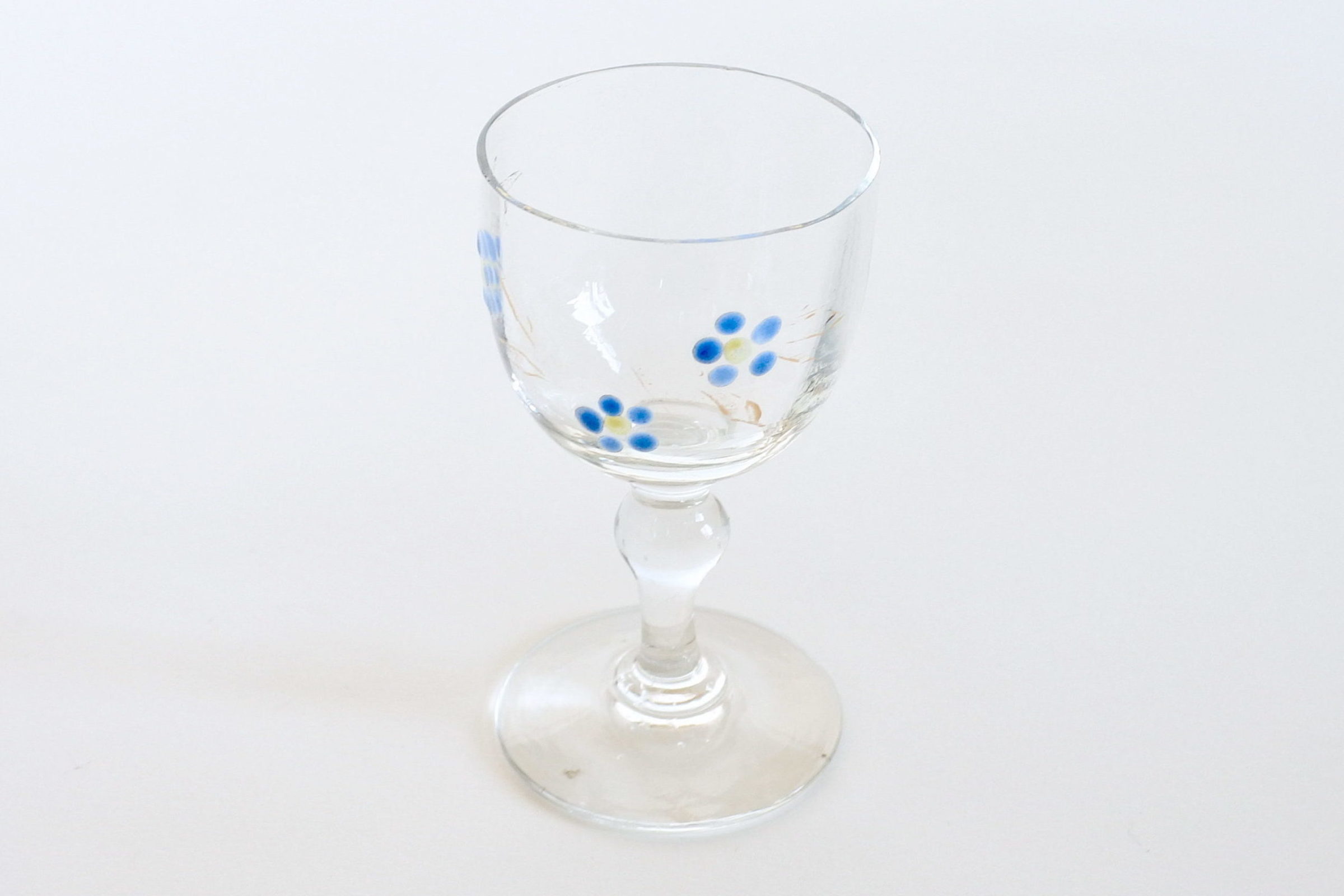Bicchierino da liquore a calice in vetro soffiato trasparente con fiori - 2