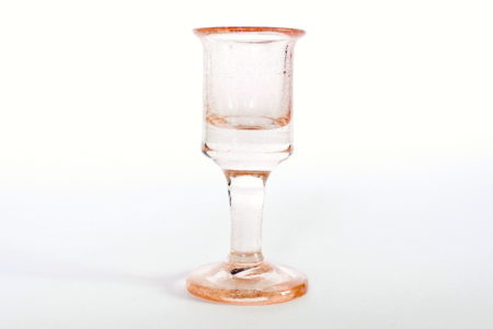 Bicchierino da liquore con fondo ridotto in vetro soffiato rosa