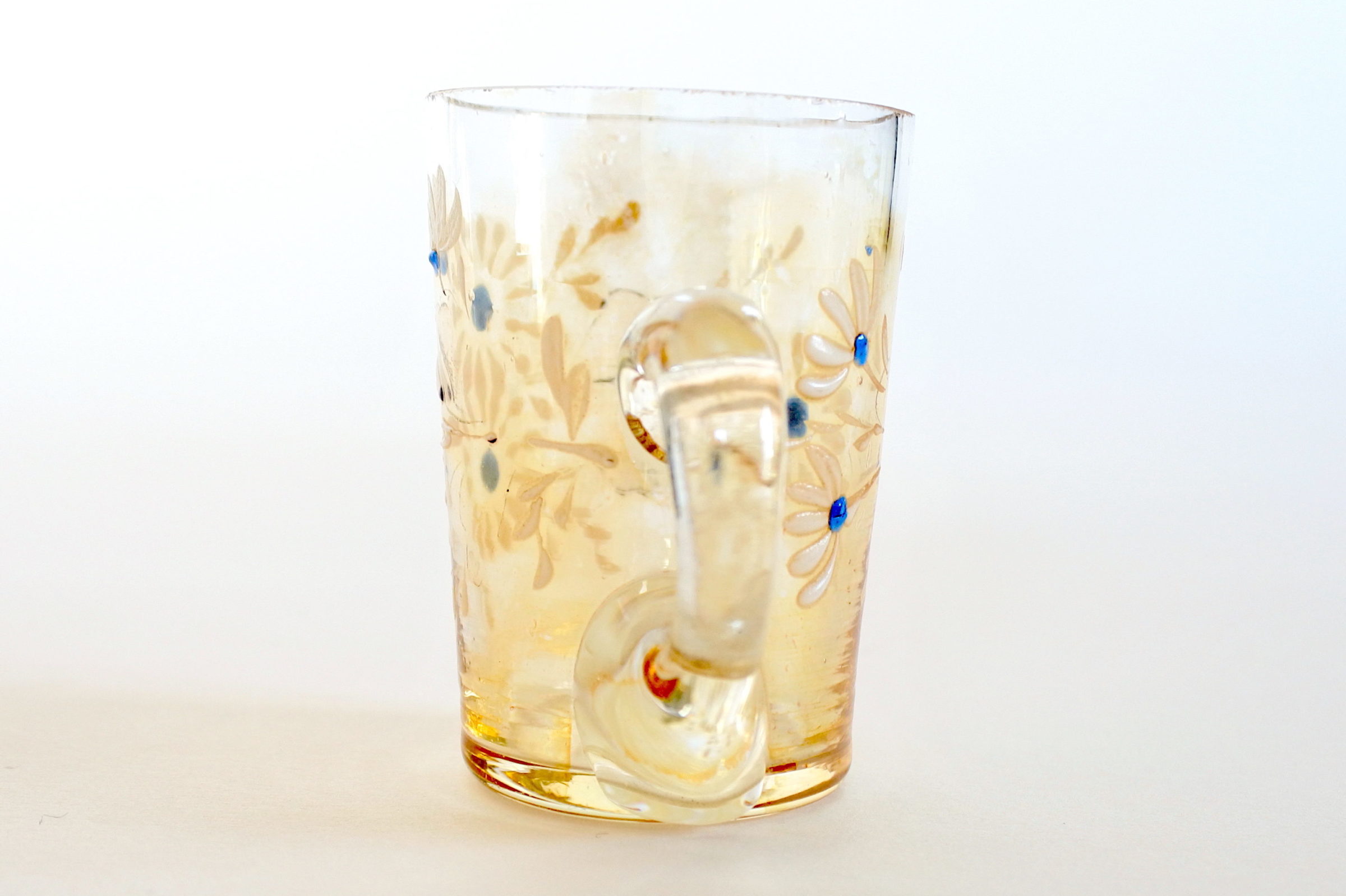 Bicchierino da liquore con manico in vetro soffiato con fiori smaltati - 2