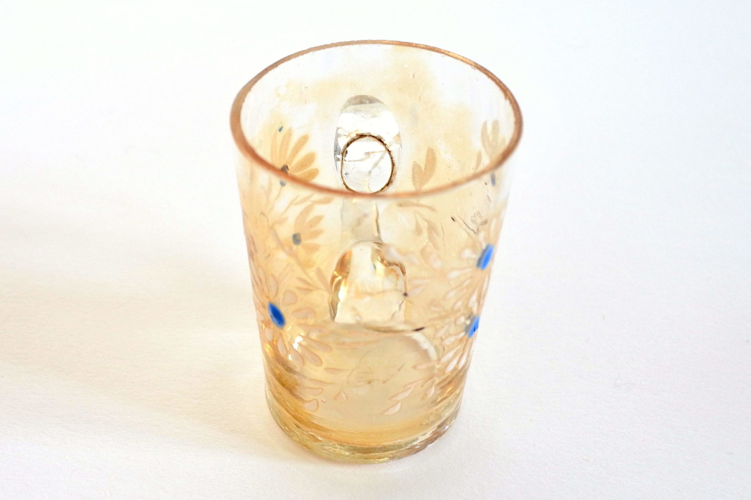 Bicchierino da liquore con manico in vetro soffiato con fiori smaltati - 4