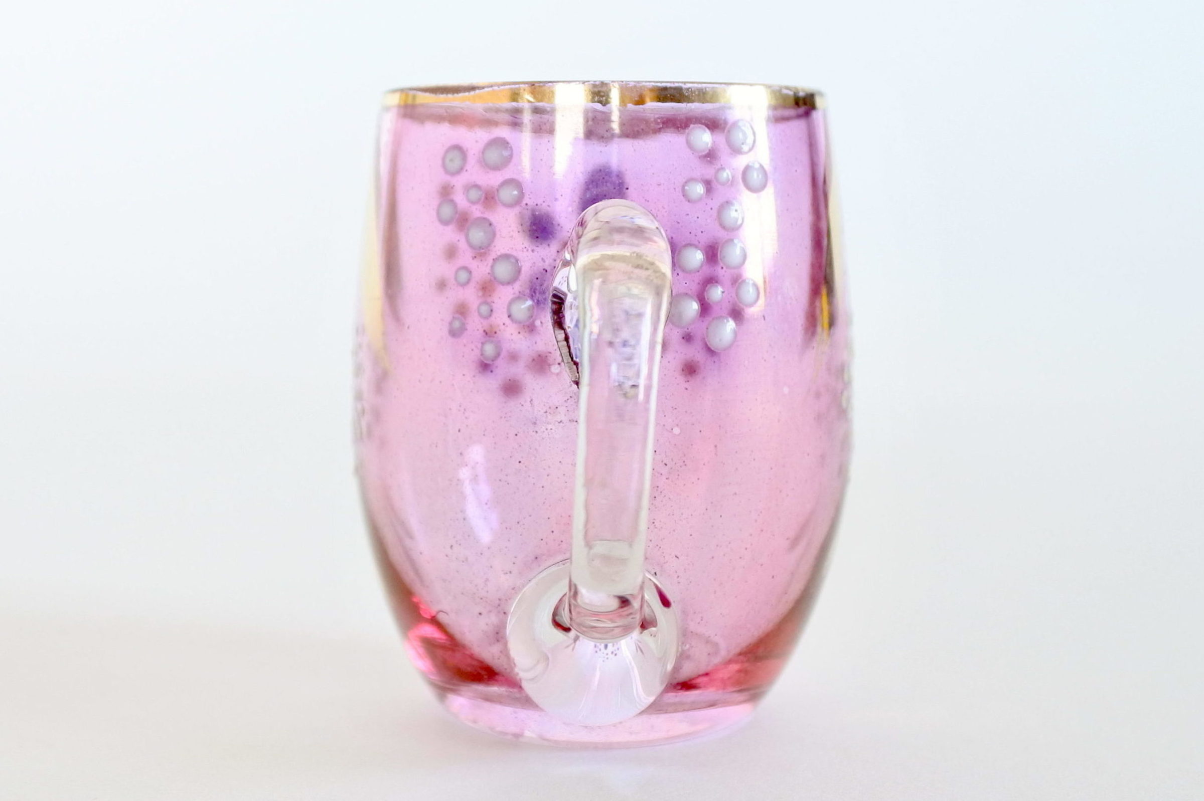 Bicchierino da liquore con manico in vetro soffiato lilla dipinto a mano - 2