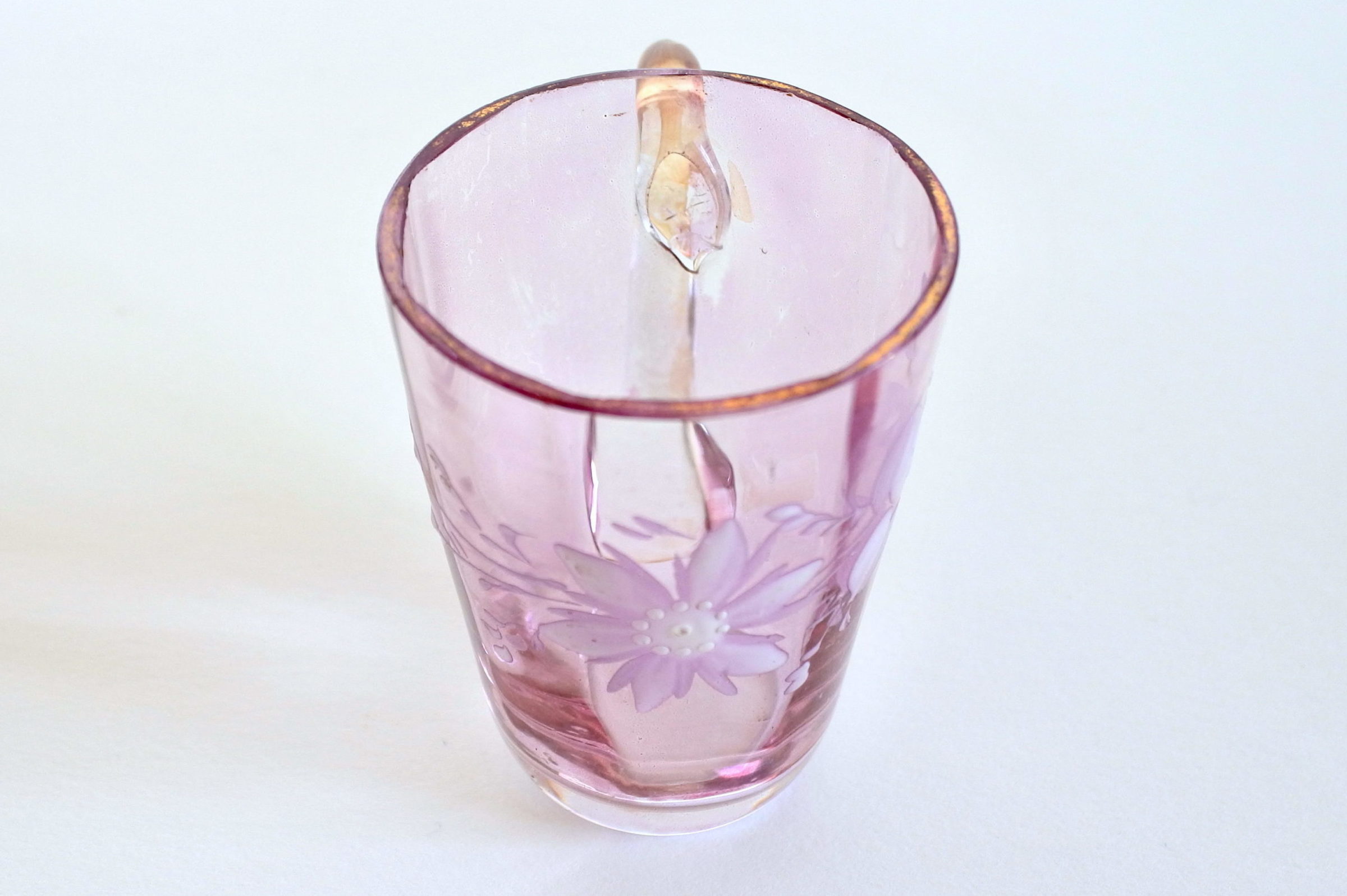 Bicchierino da liquore con manico in vetro soffiato lilla e smalti - 4