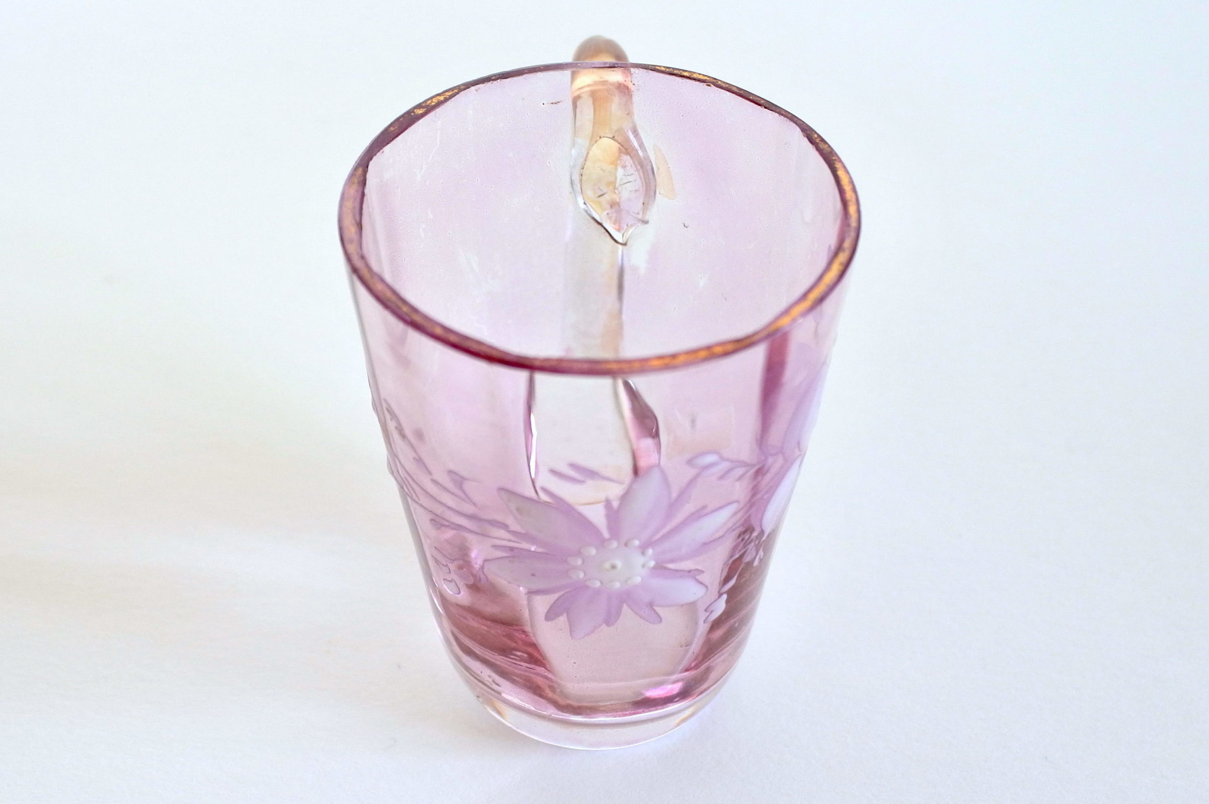 Bicchierino da liquore con manico in vetro soffiato lilla e smalti - 4