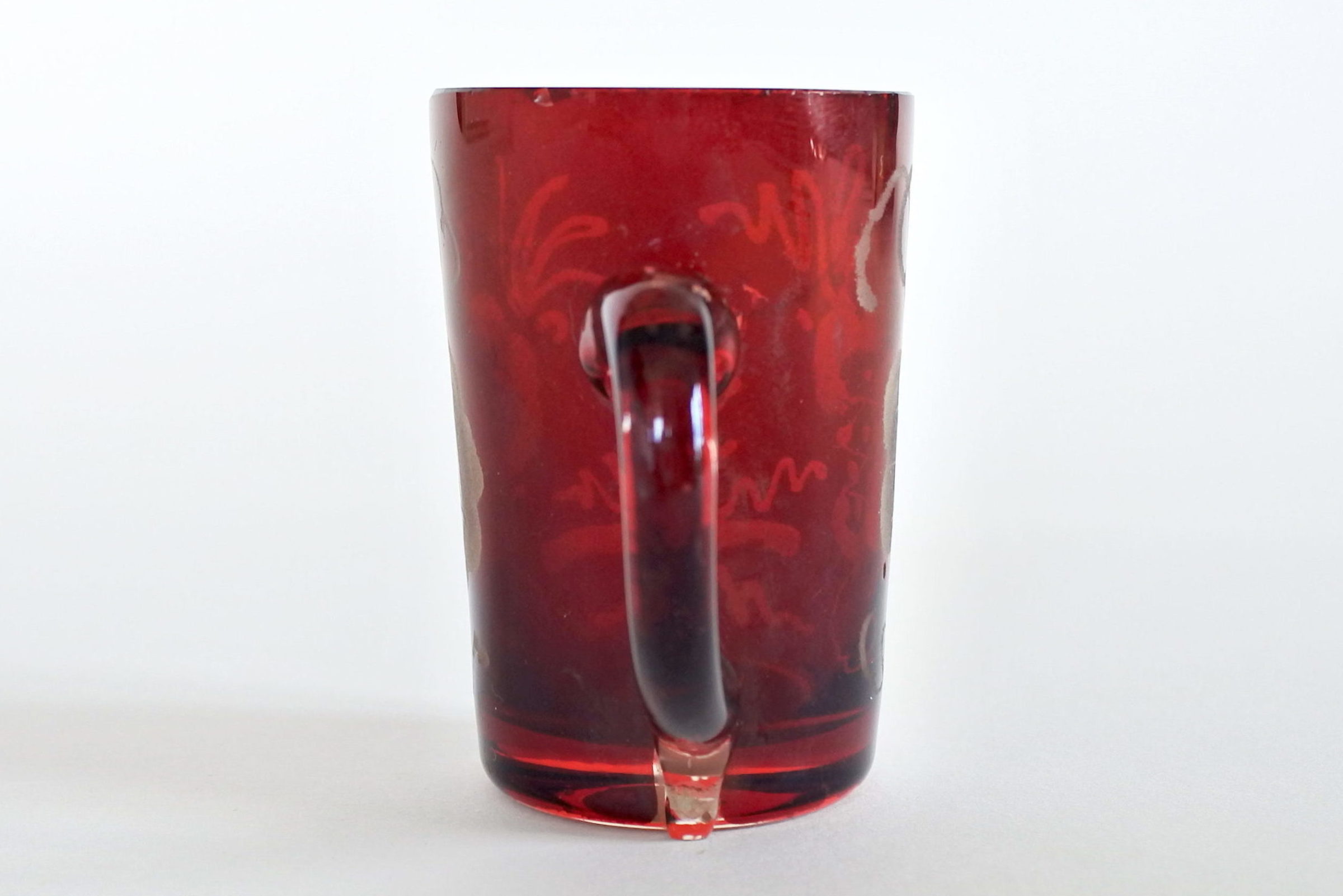 Bicchierino da liquore in vetro rosso soffiato e molato - 2