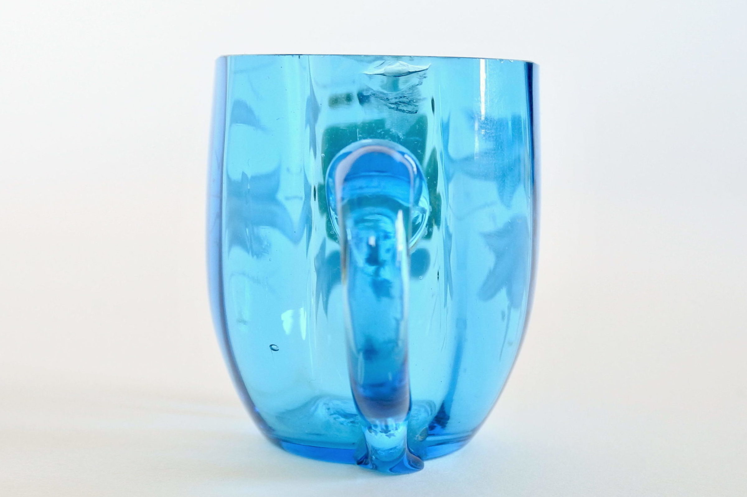 Bicchierino da liquore ottagonale con manico in vetro soffiato blu - 2