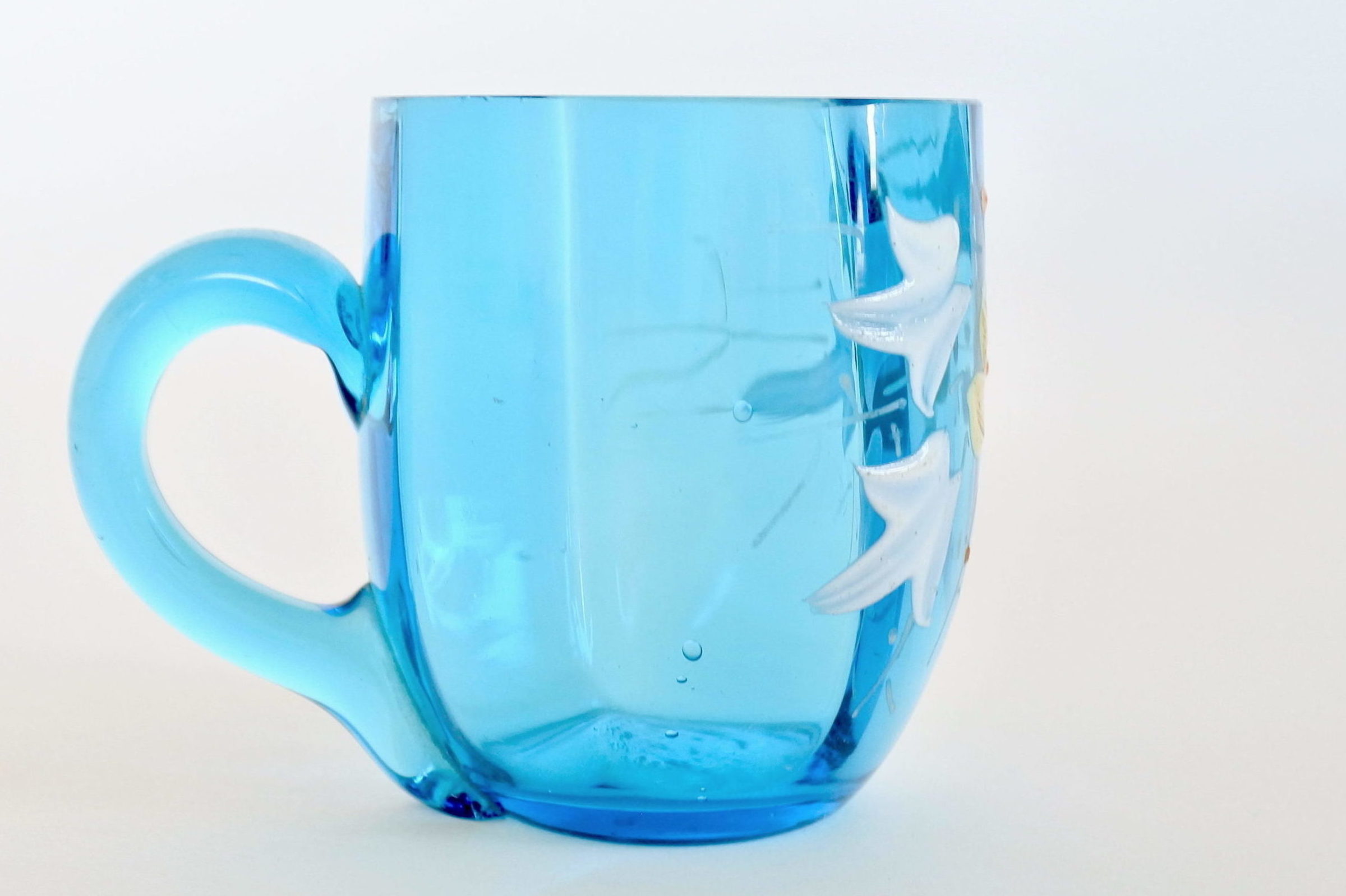 Bicchierino da liquore ottagonale con manico in vetro soffiato blu - 3