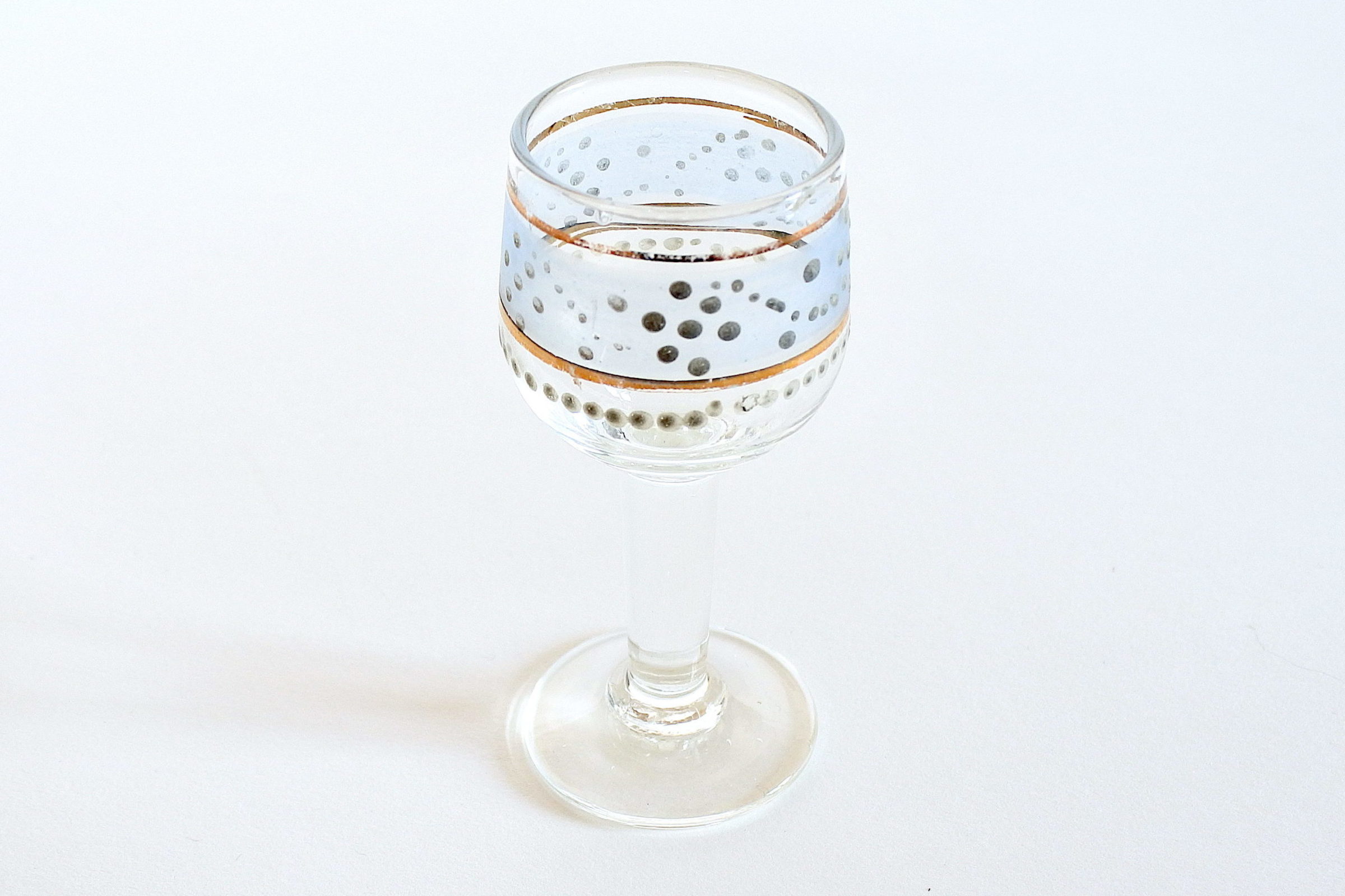 Bicchierino da rosolio a calice e coppa tonda in vetro soffiato - 2