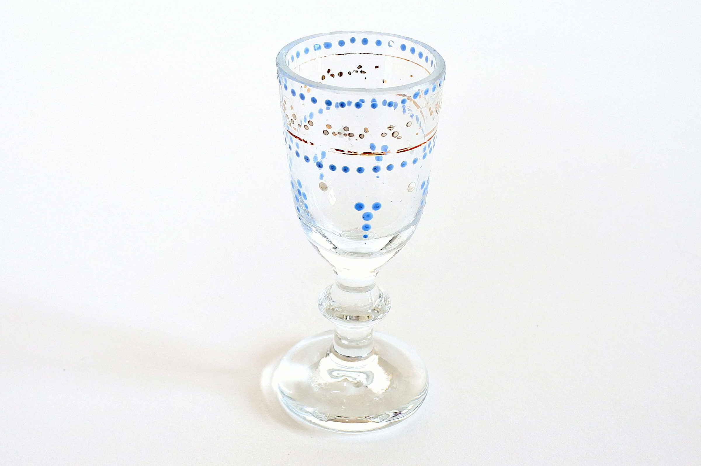 Bicchierino da rosolio a calice in vetro soffiato e dipinto a mano - 2