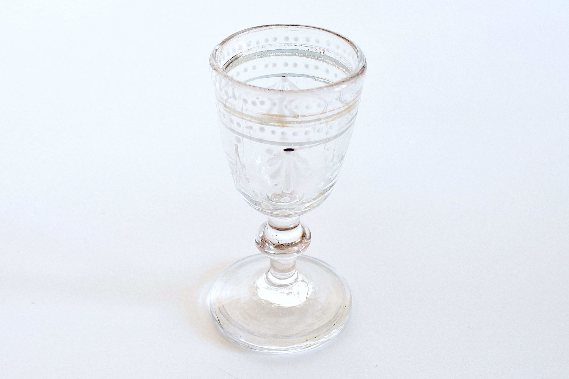 Bicchierino da rosolio a calice in vetro soffiato trasparente e smalti - 2