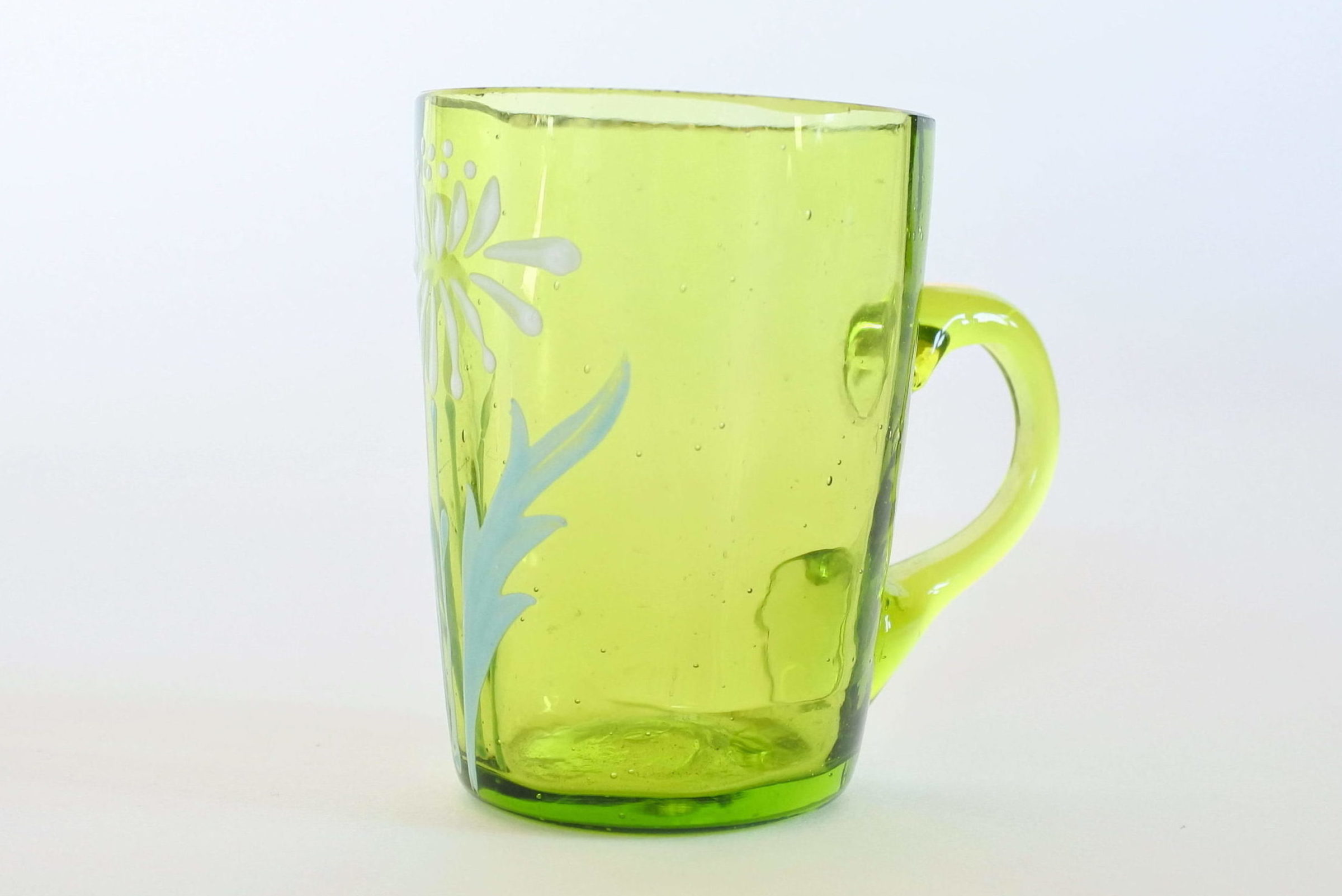 Bicchierino da rosolio in vetro soffiato verde