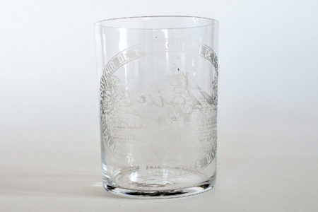 Bicchiere pubblicitario in vetro soffiato trasparente