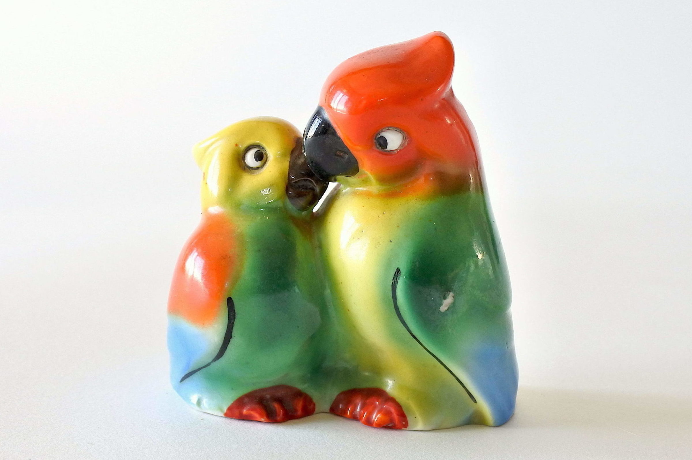 Porta sale e pepe in ceramica a forma di pappagalli