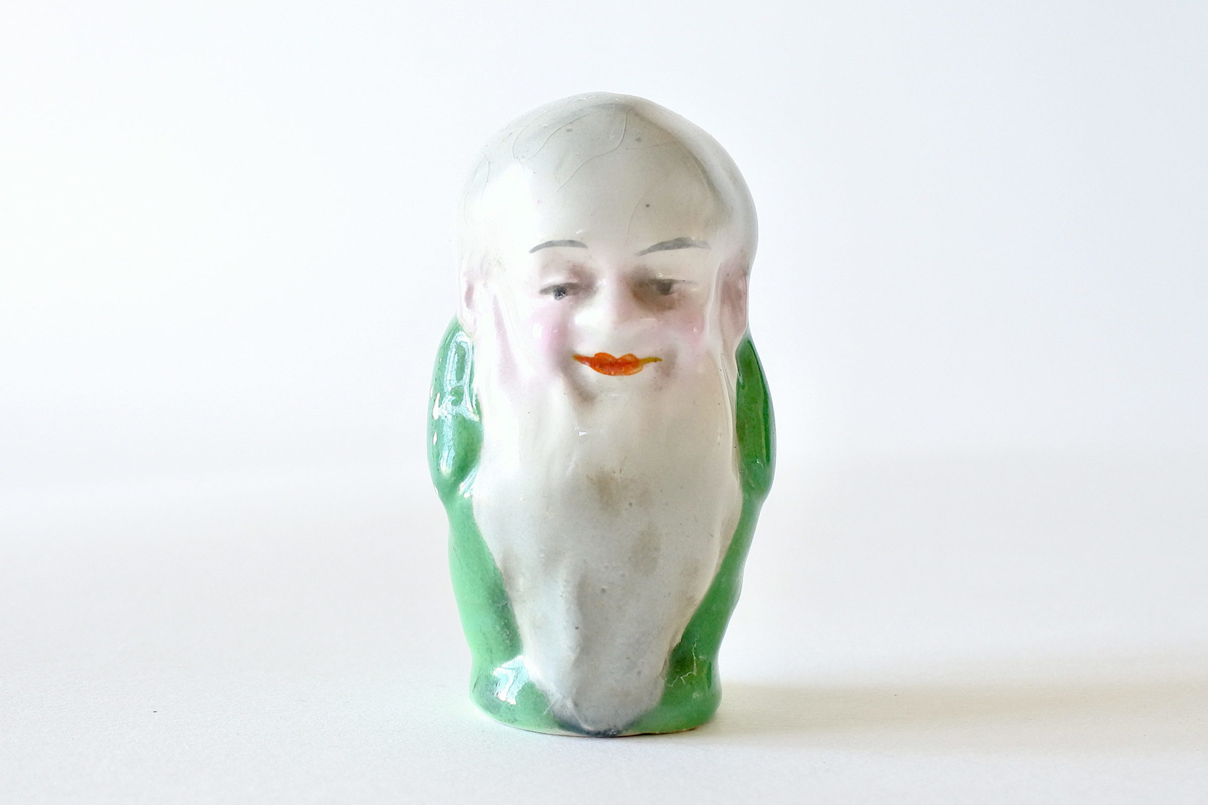Saliera in ceramica a forma di uomo con barba
